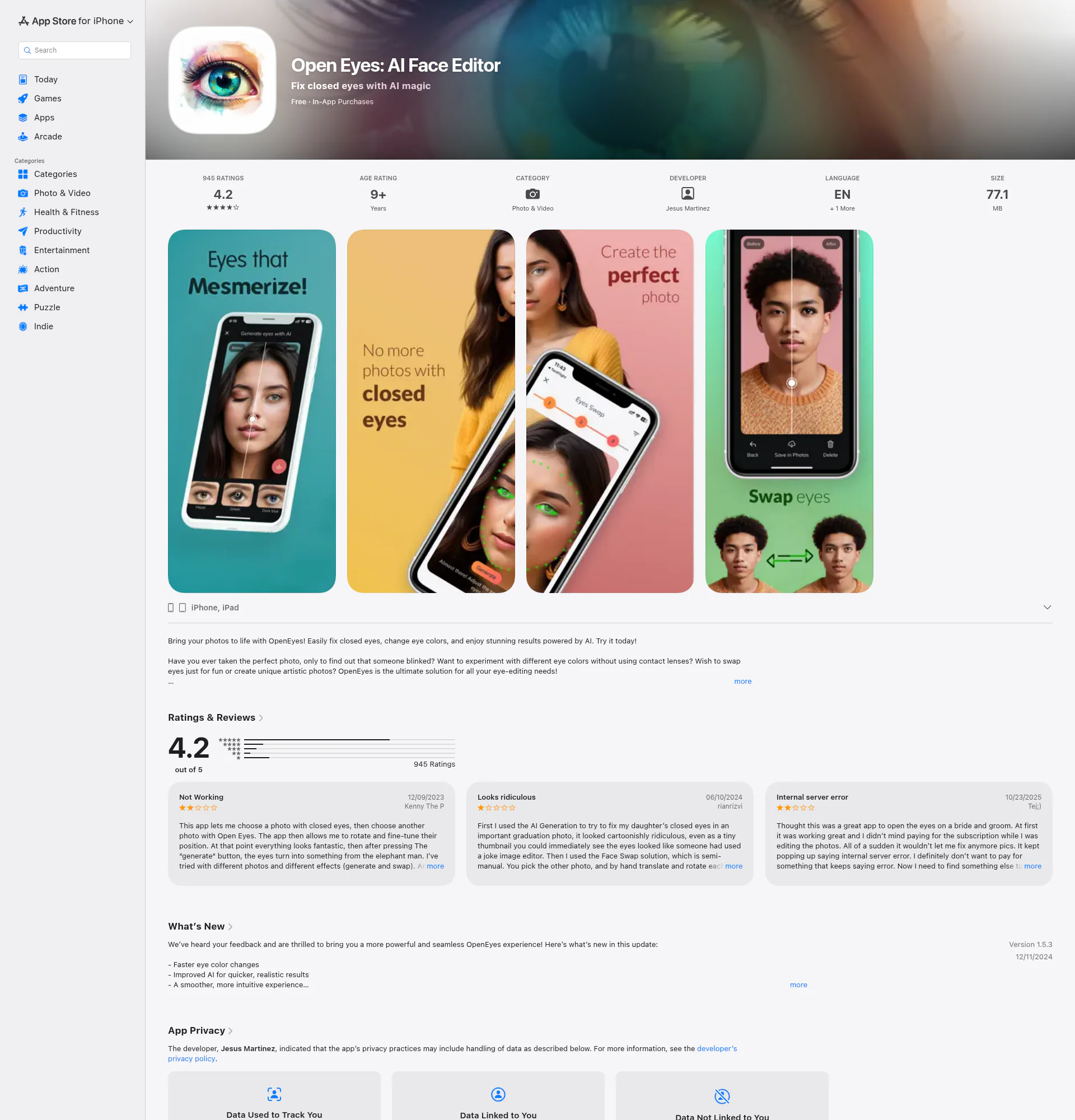 Open Eyes landing page
