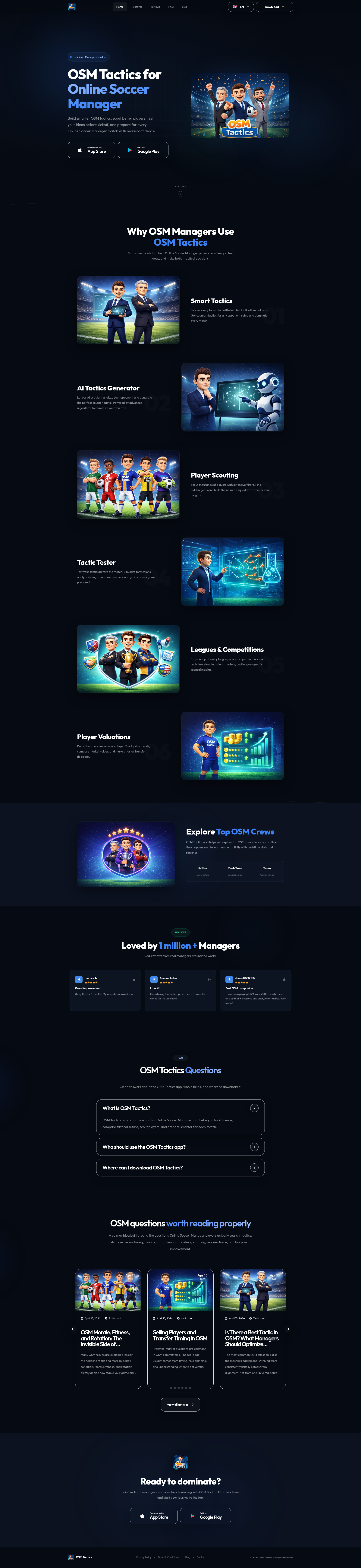 Landing page screenshot for osmtacticsapp.com, 1920 by 8337 pixels