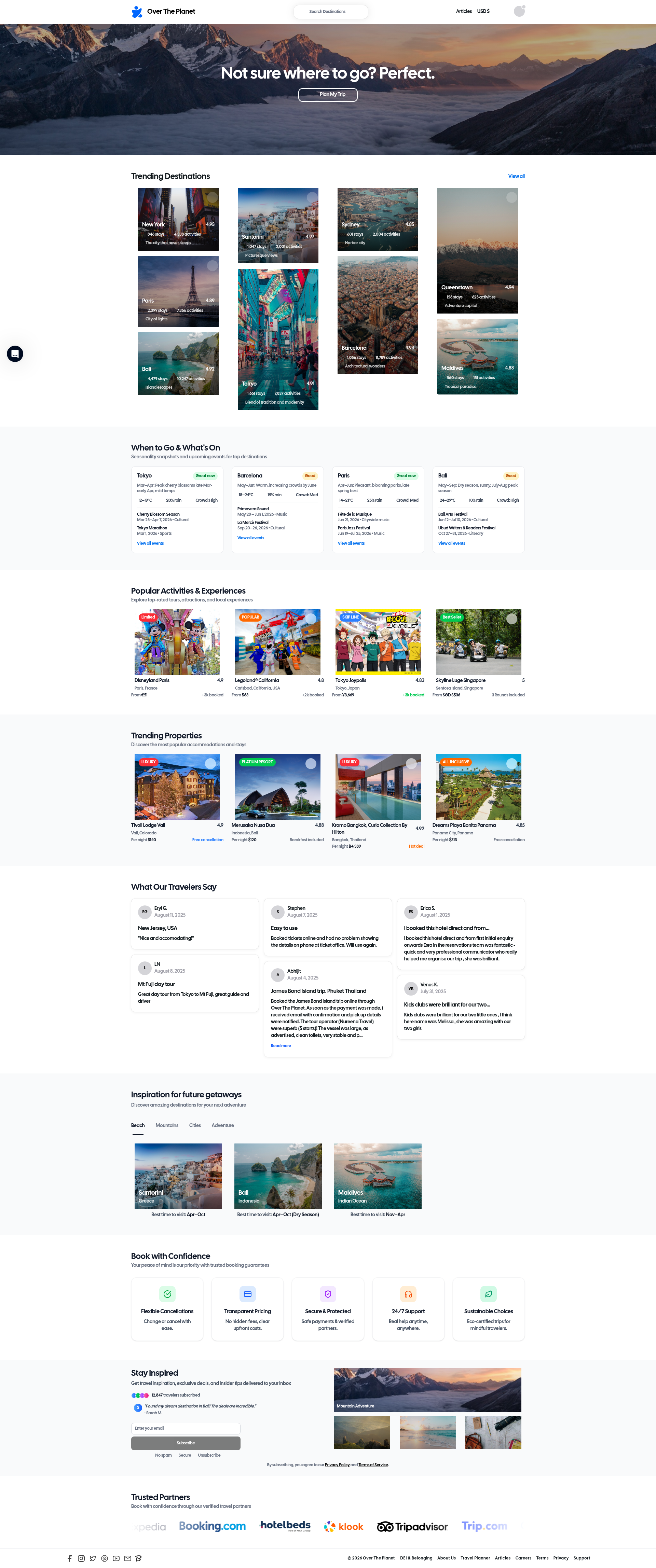 Landing page screenshot for overtheplanet.com, 1920 by 4591 pixels