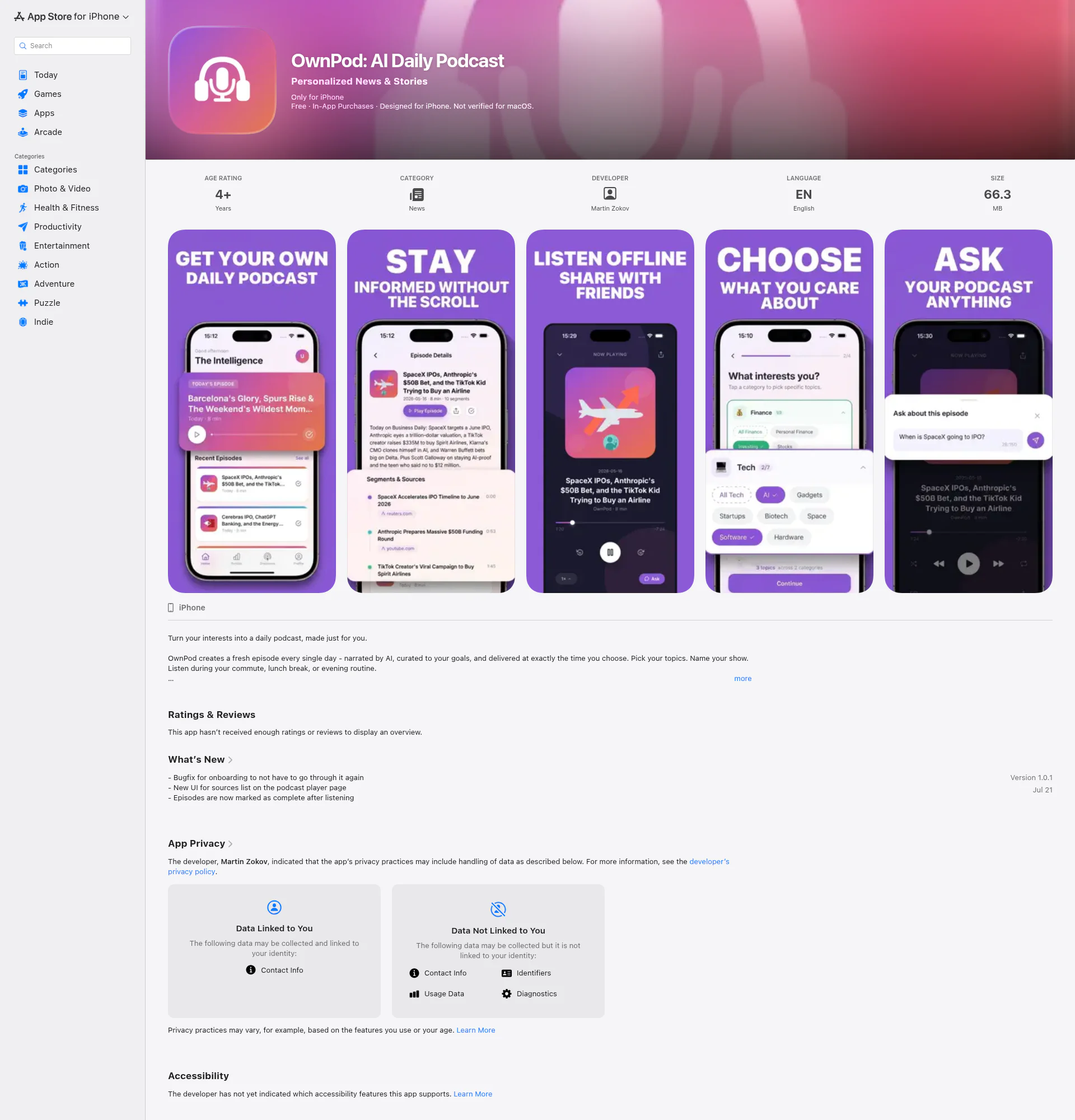 OwnPod landing page