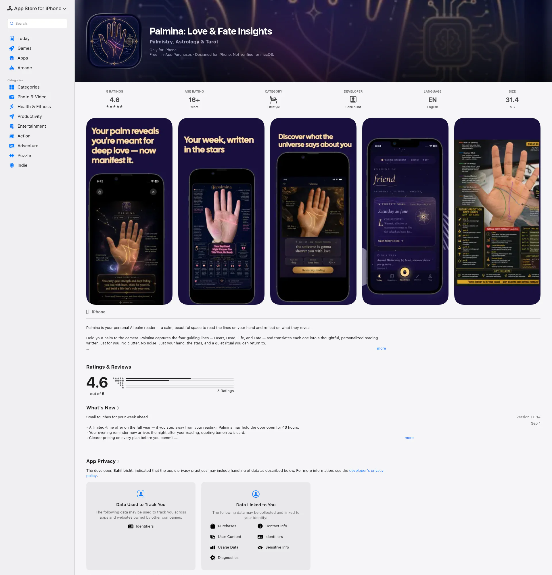 palmina landing page