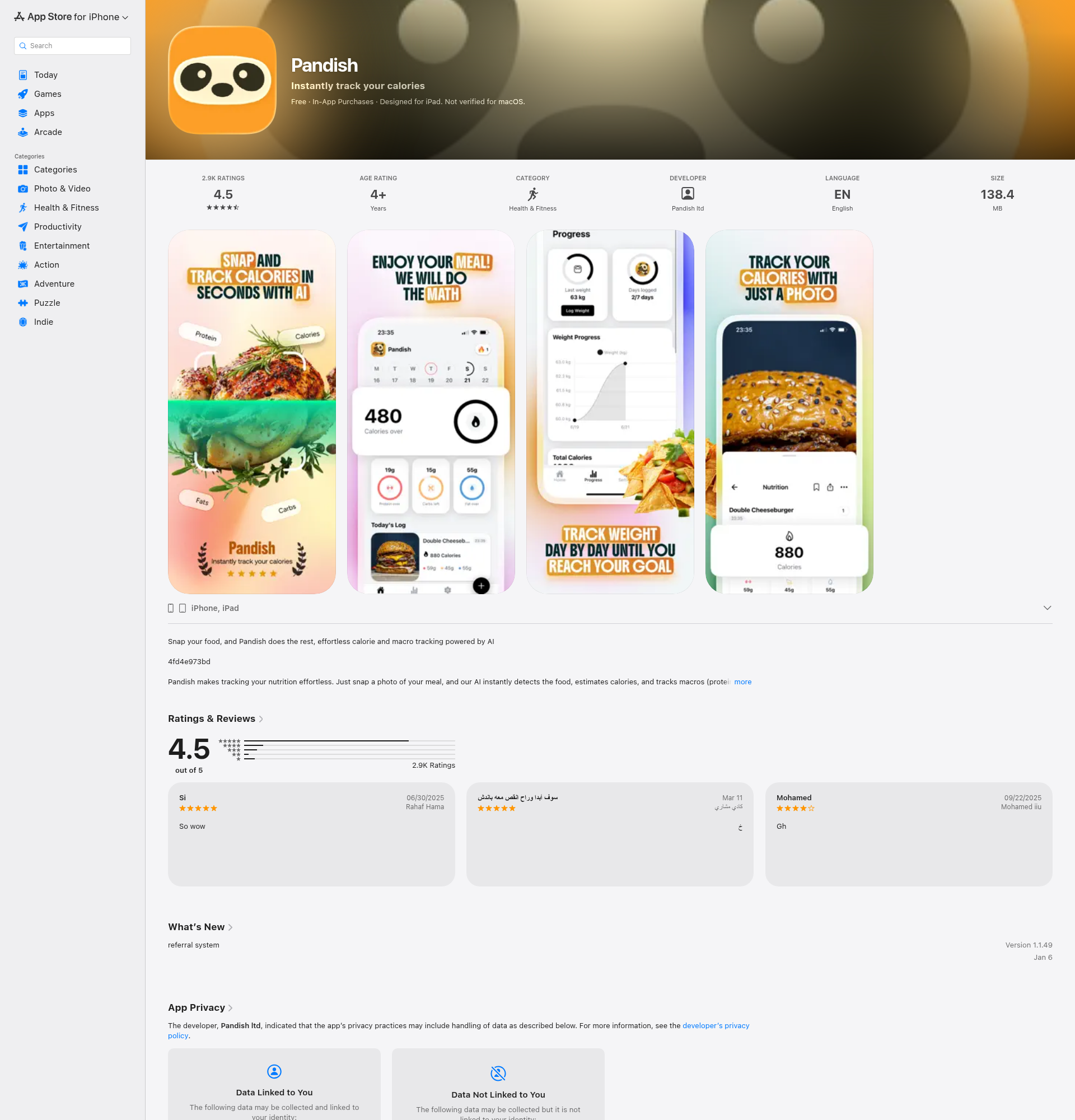 Landing page screenshot for apps.apple.com, 1920 by 2000 pixels
