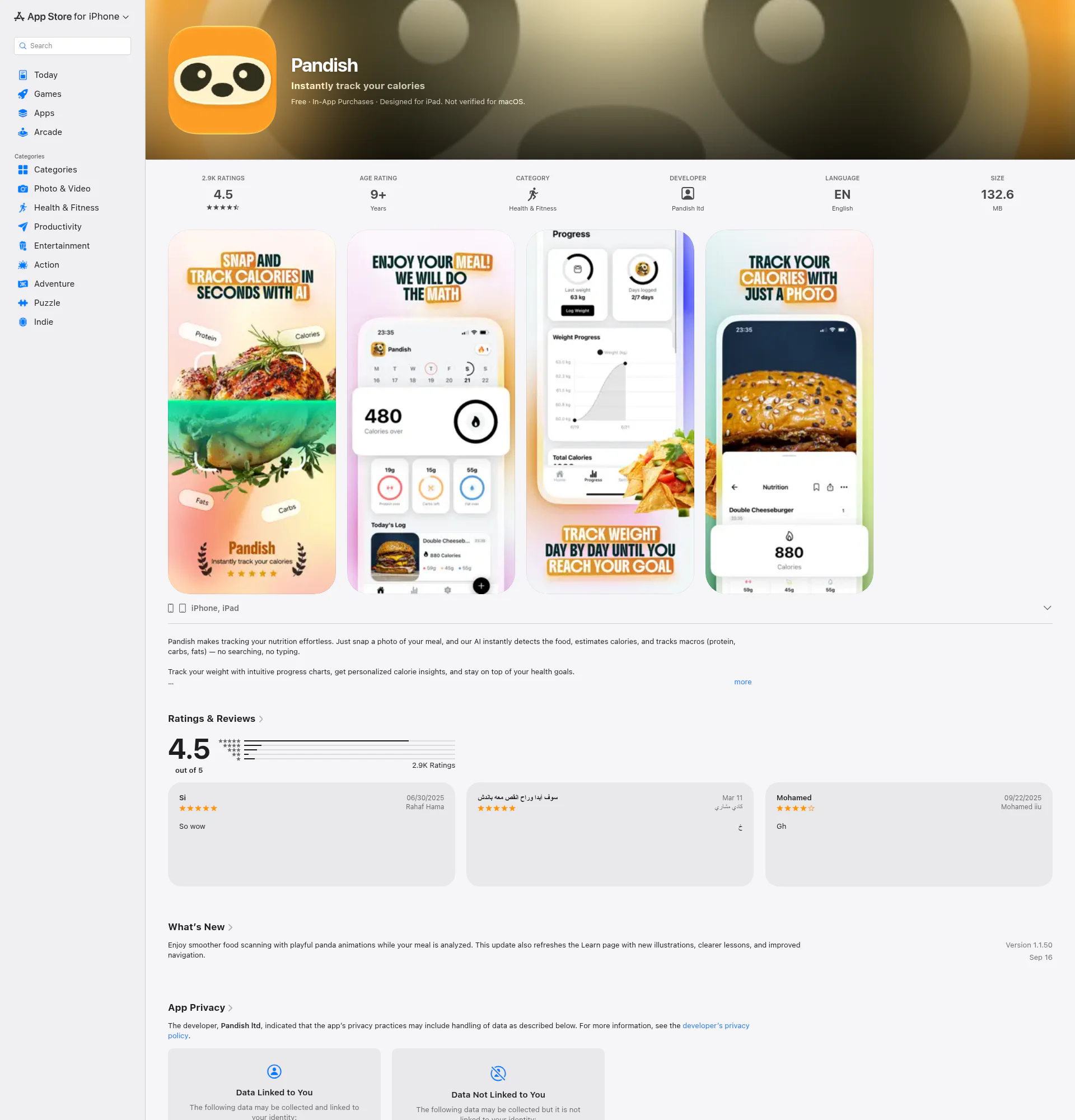 Pandish landing page