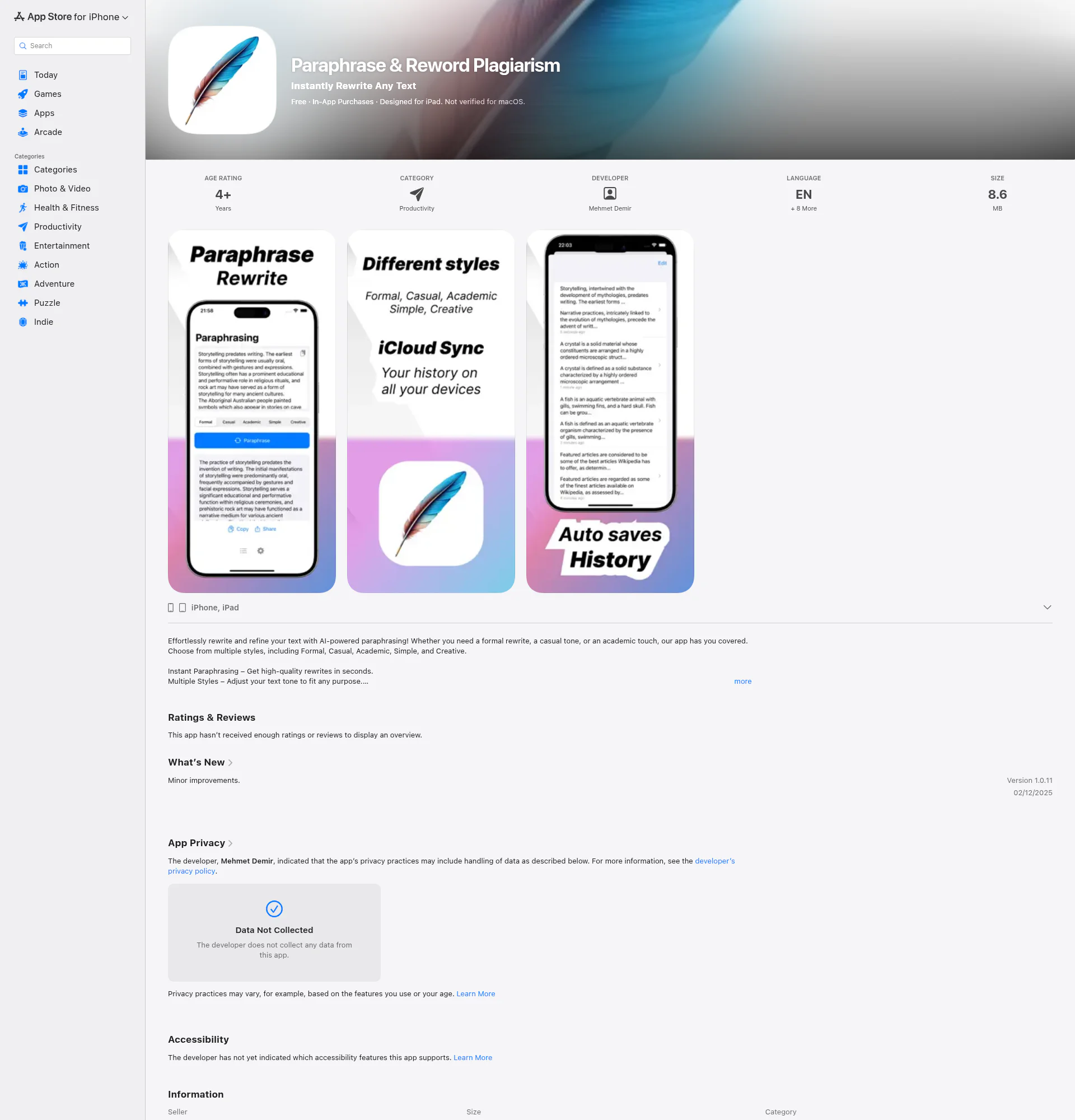 Paraphraser - reword ai landing page