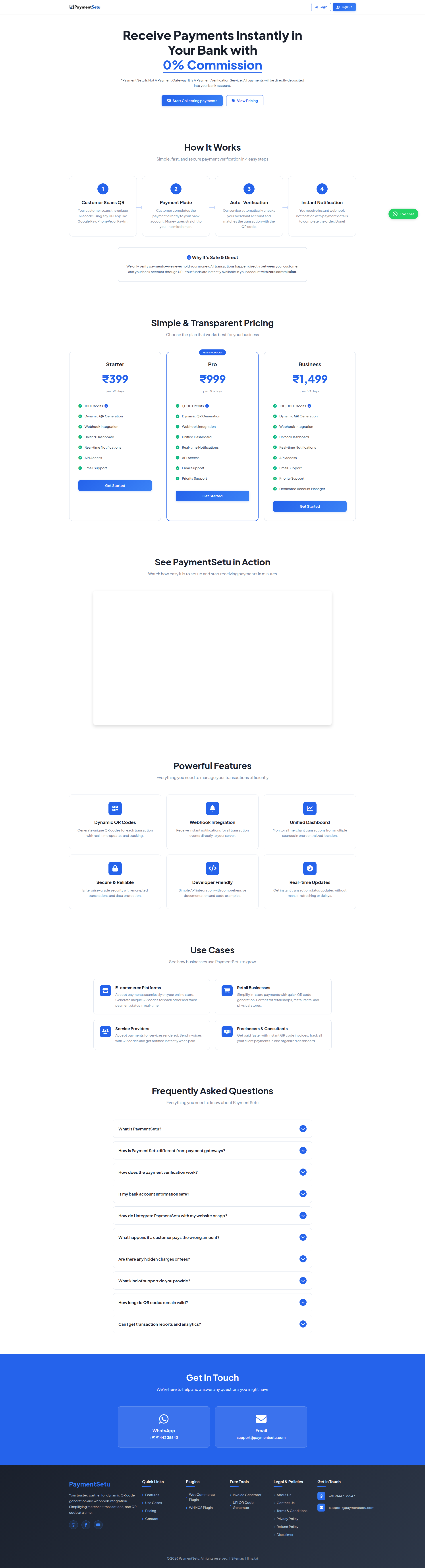 Landing page screenshot for paymentsetu.com, 1920 by 7081 pixels