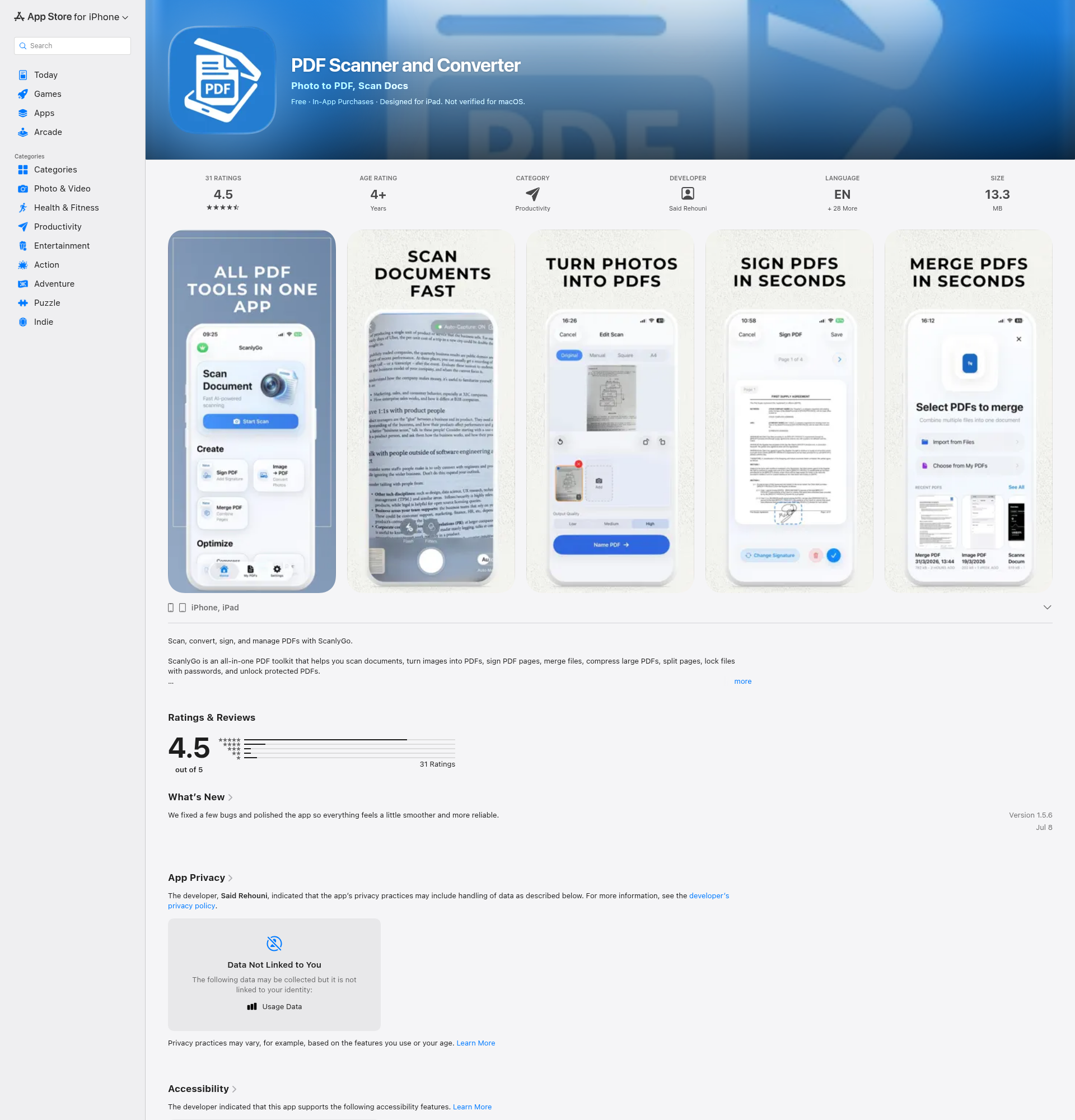 Landing page screenshot for apps.apple.com, 1920 by 2000 pixels