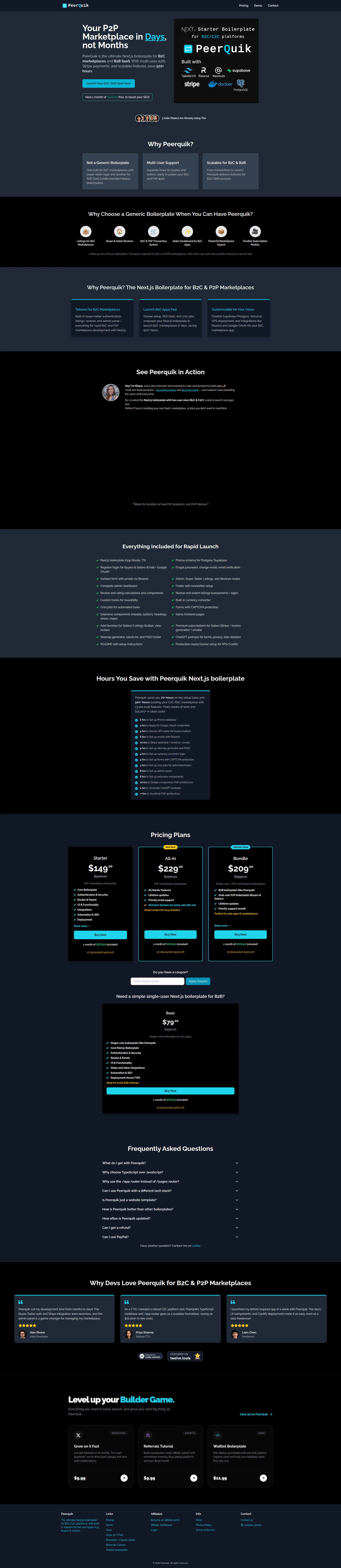 Peerquik landing page