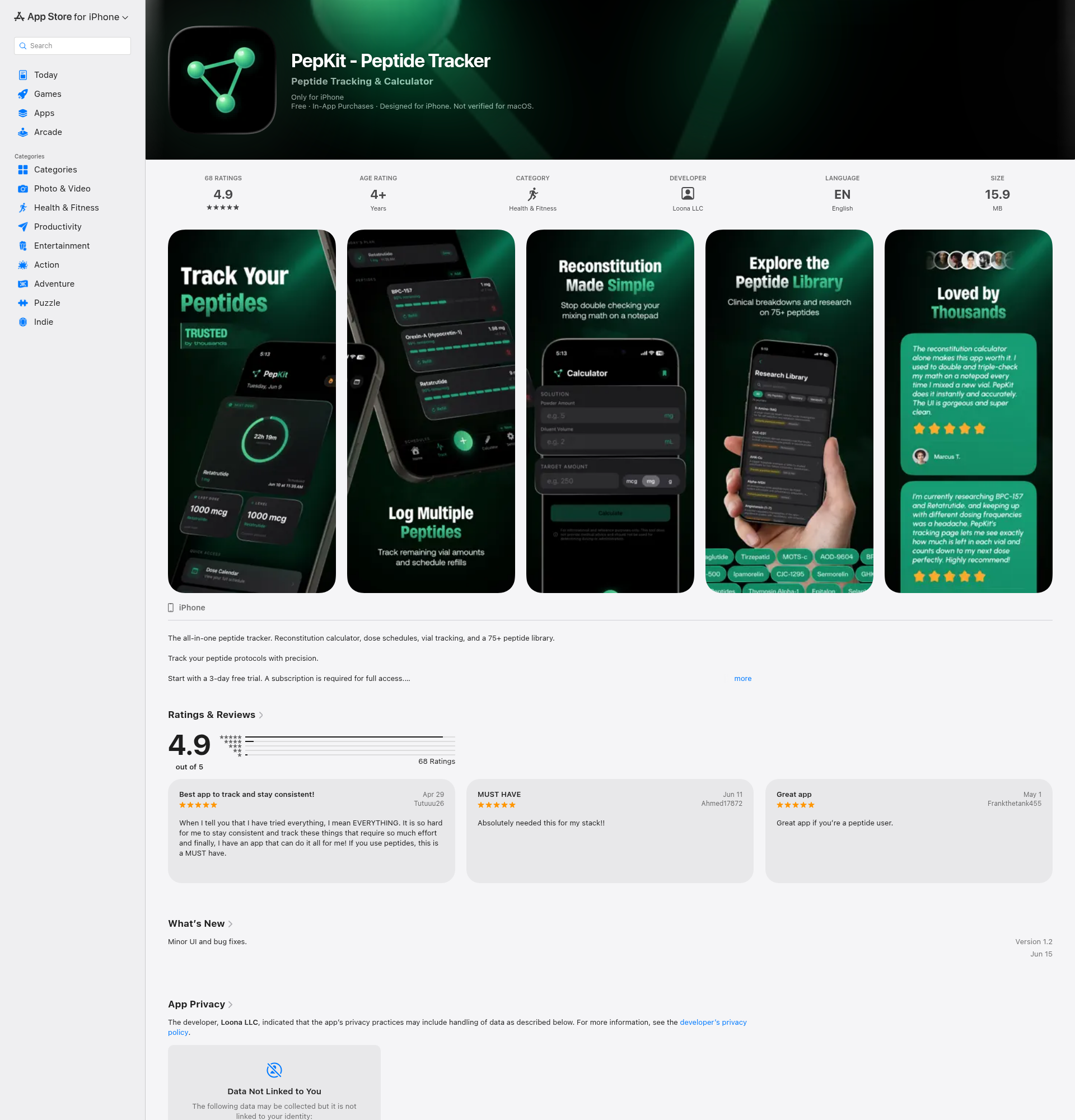Landing page screenshot for apps.apple.com, 1920 by 2000 pixels