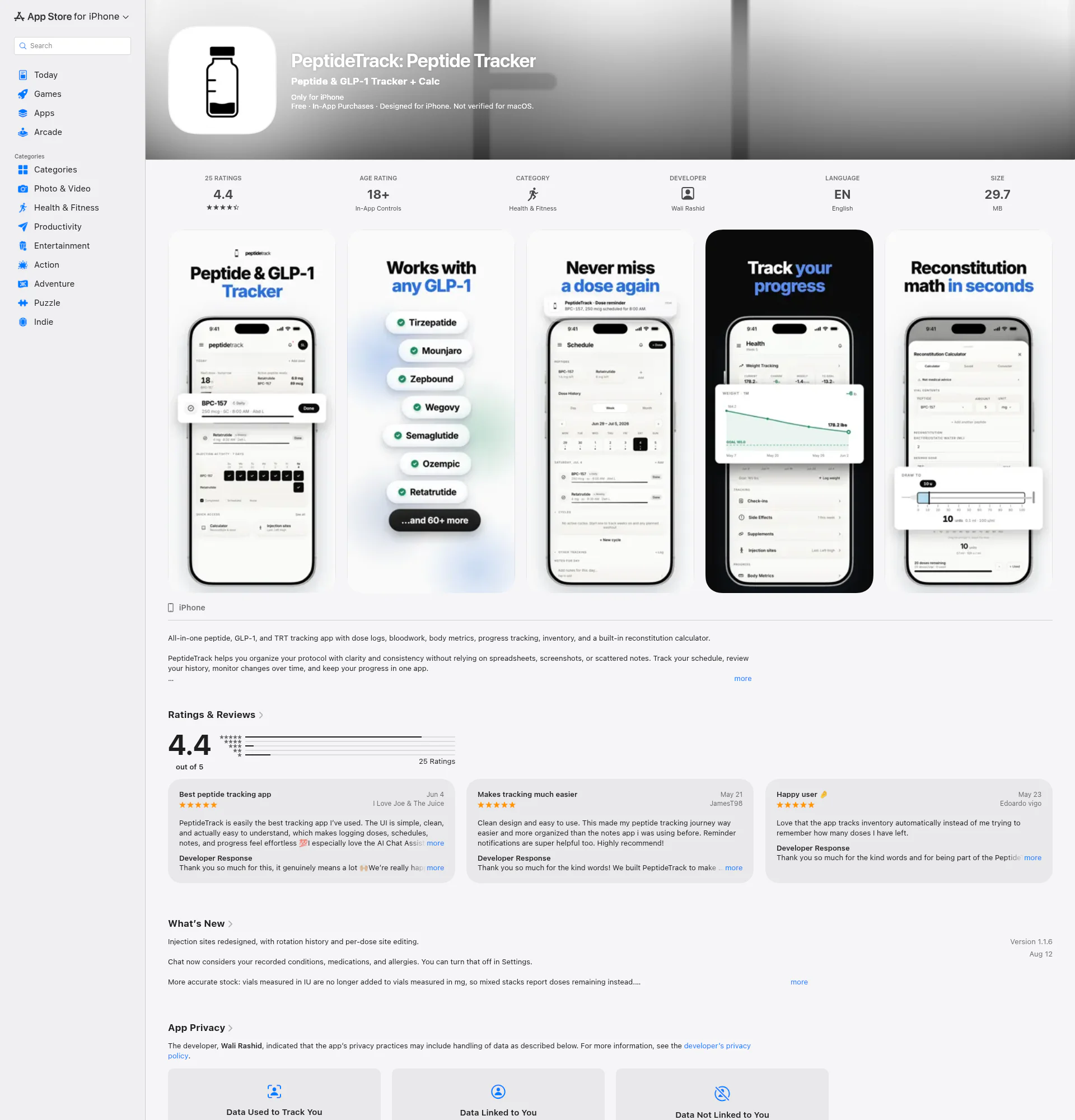 PeptideTrack landing page