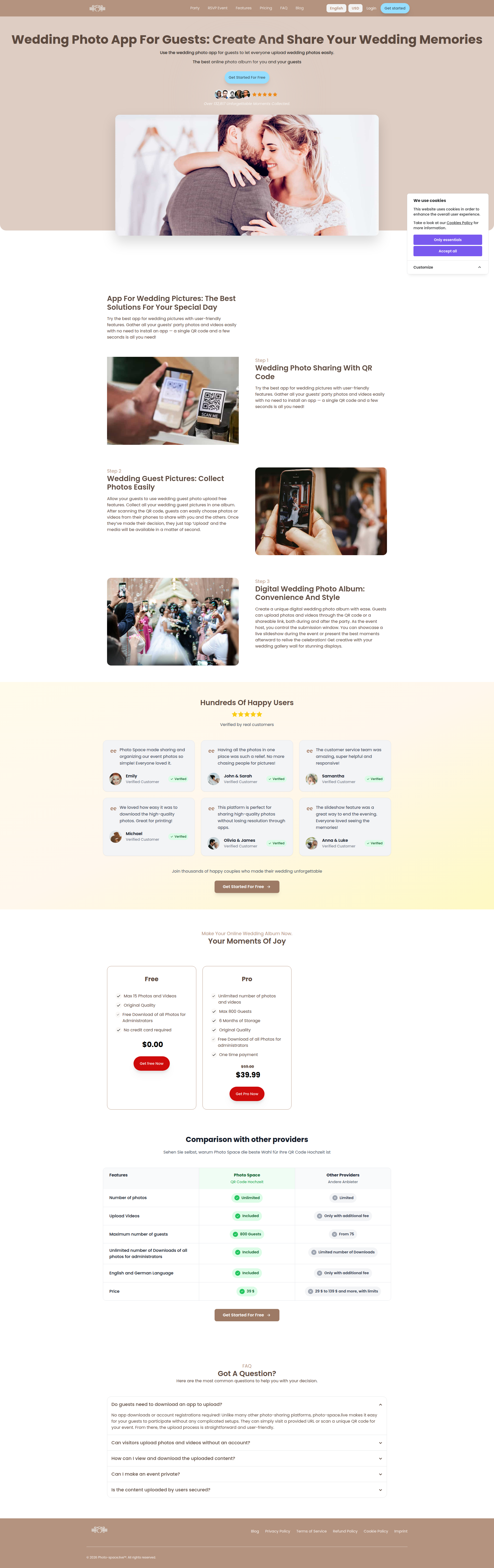 Landing page screenshot for photo-space.live, 1920 by 6095 pixels