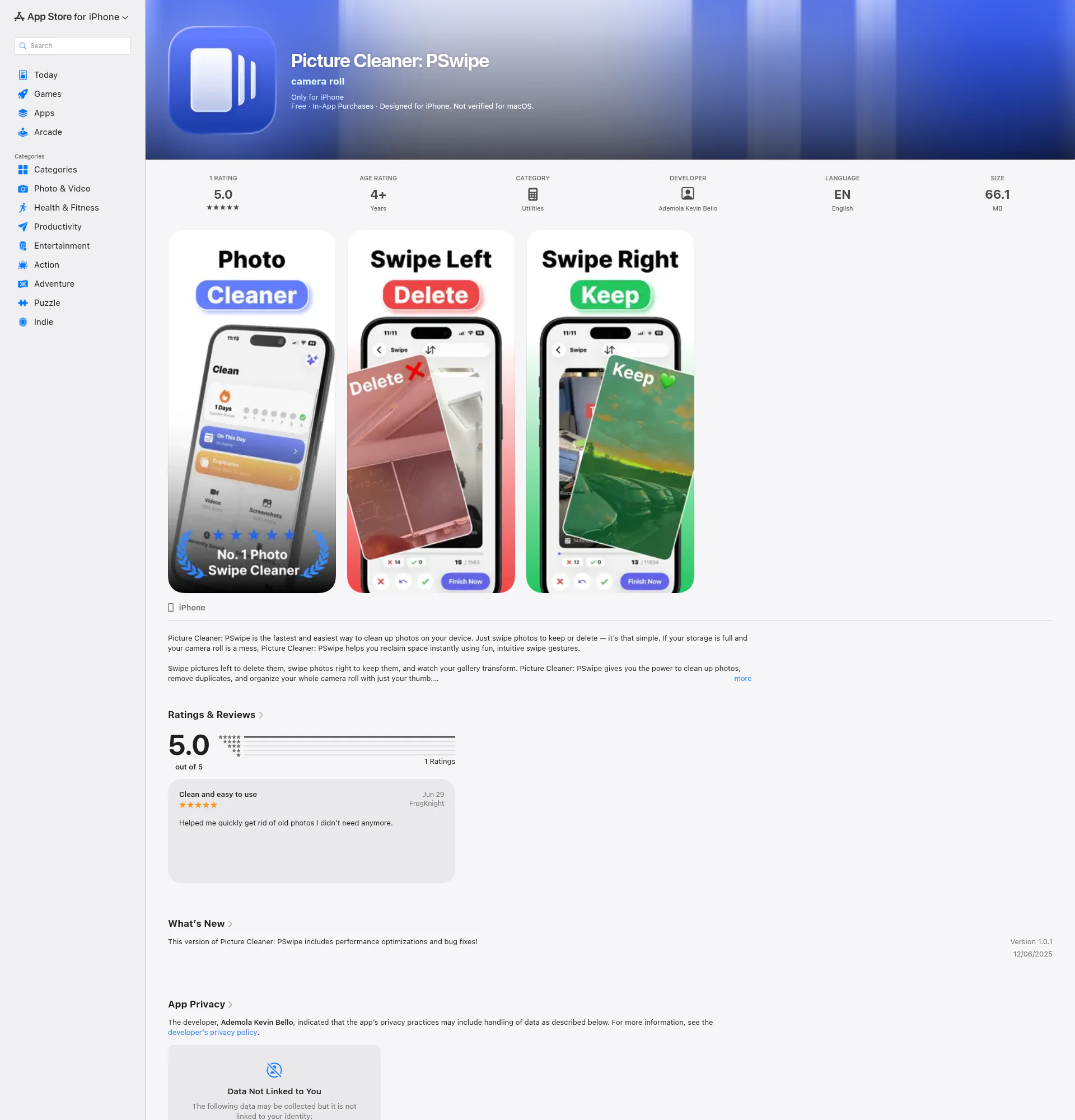 Photo Swipe landing page
