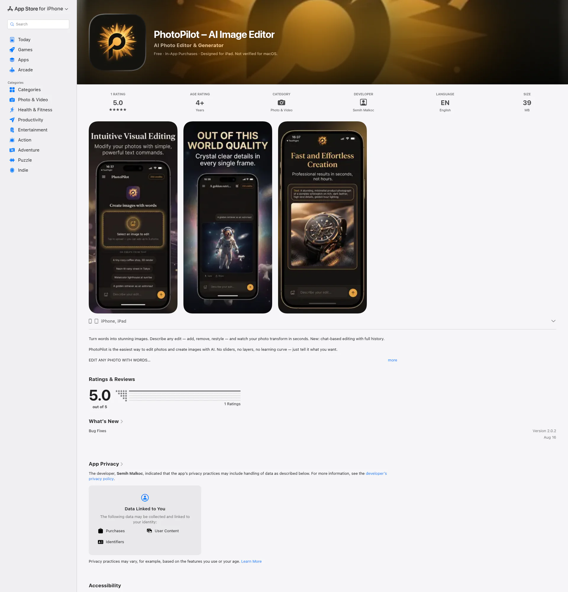 PhotoPilot landing page