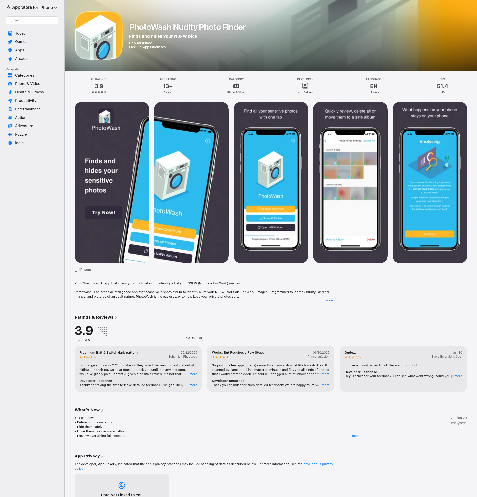 Landing page screenshot for apps.apple.com, 1920 by 2000 pixels