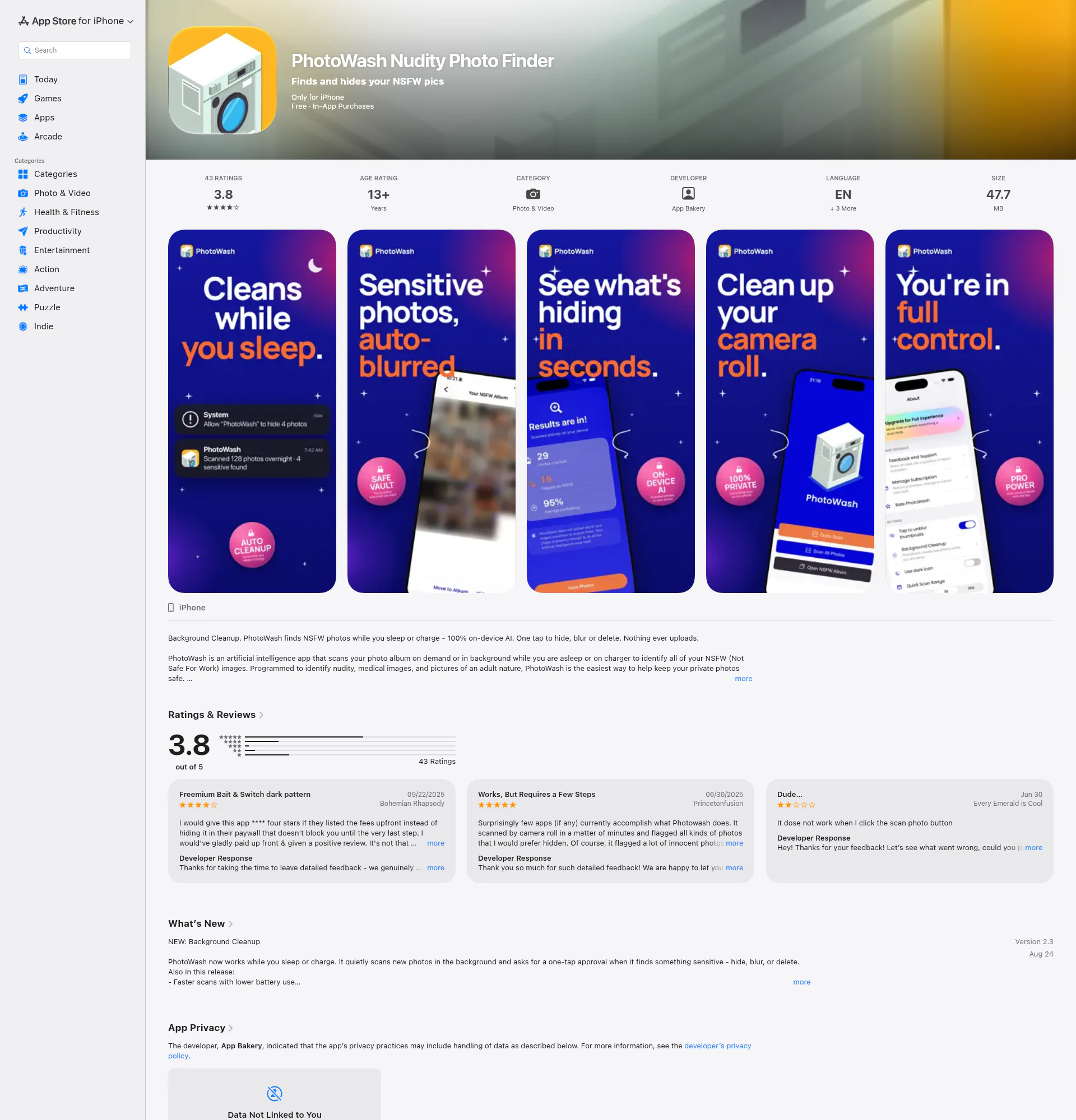 PhotoWash landing page