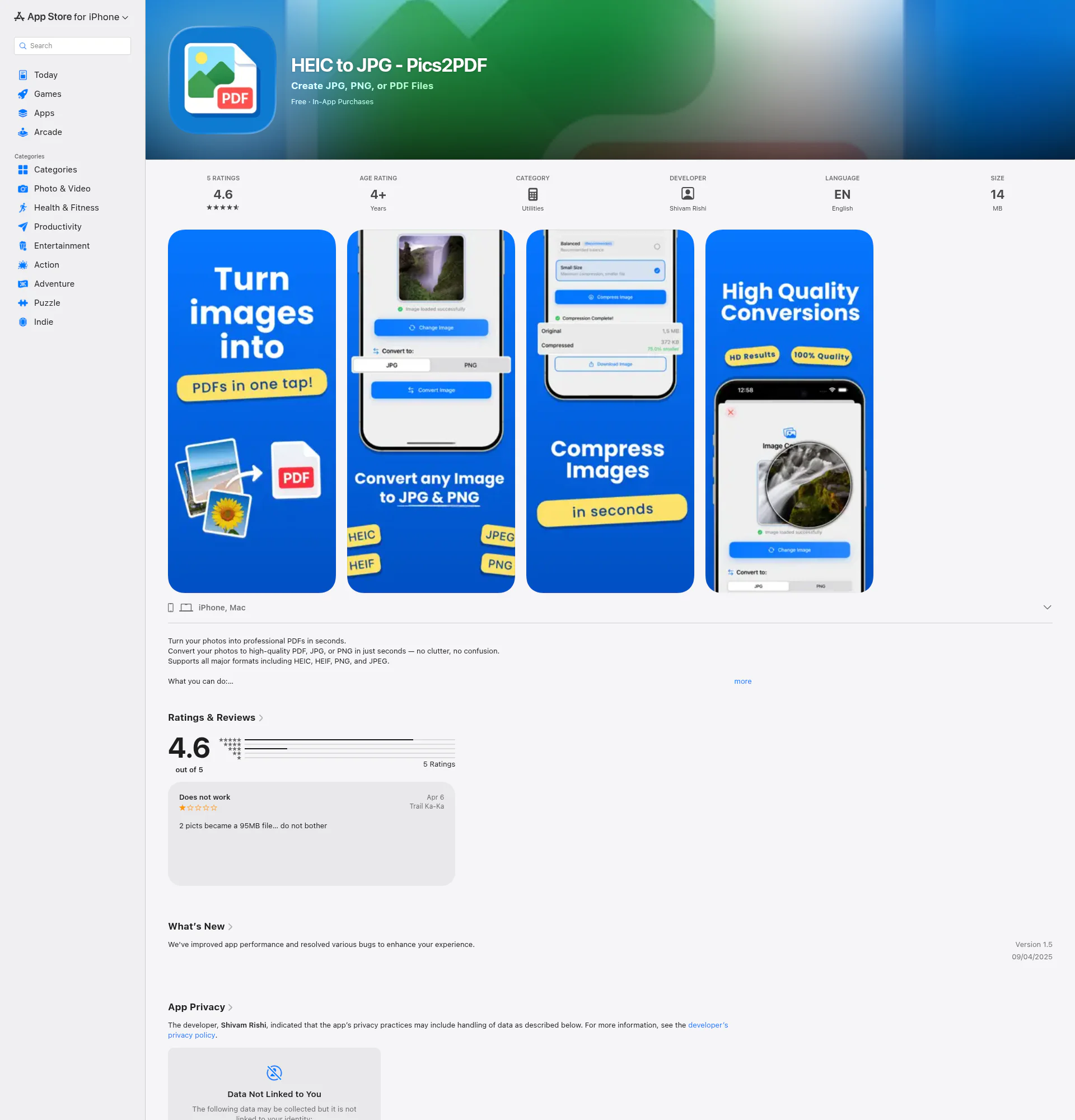 Pics2PDF landing page