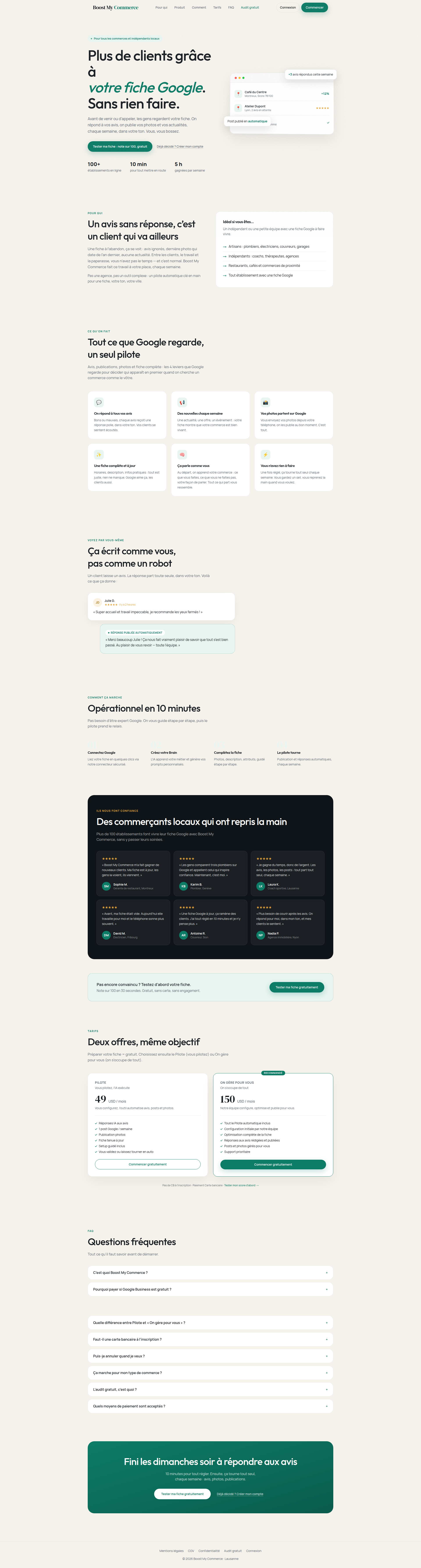 Landing page screenshot for boostmycommerce.biz, 1920 by 7139 pixels