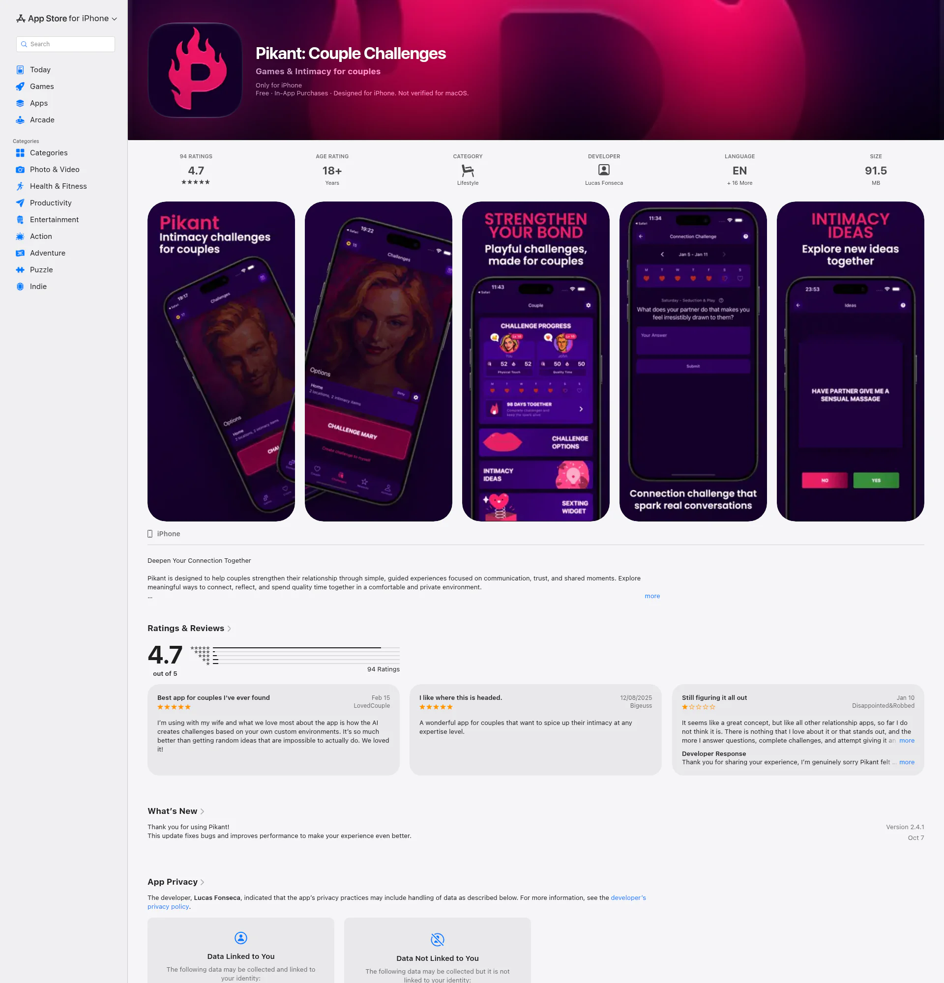 Pikant landing page