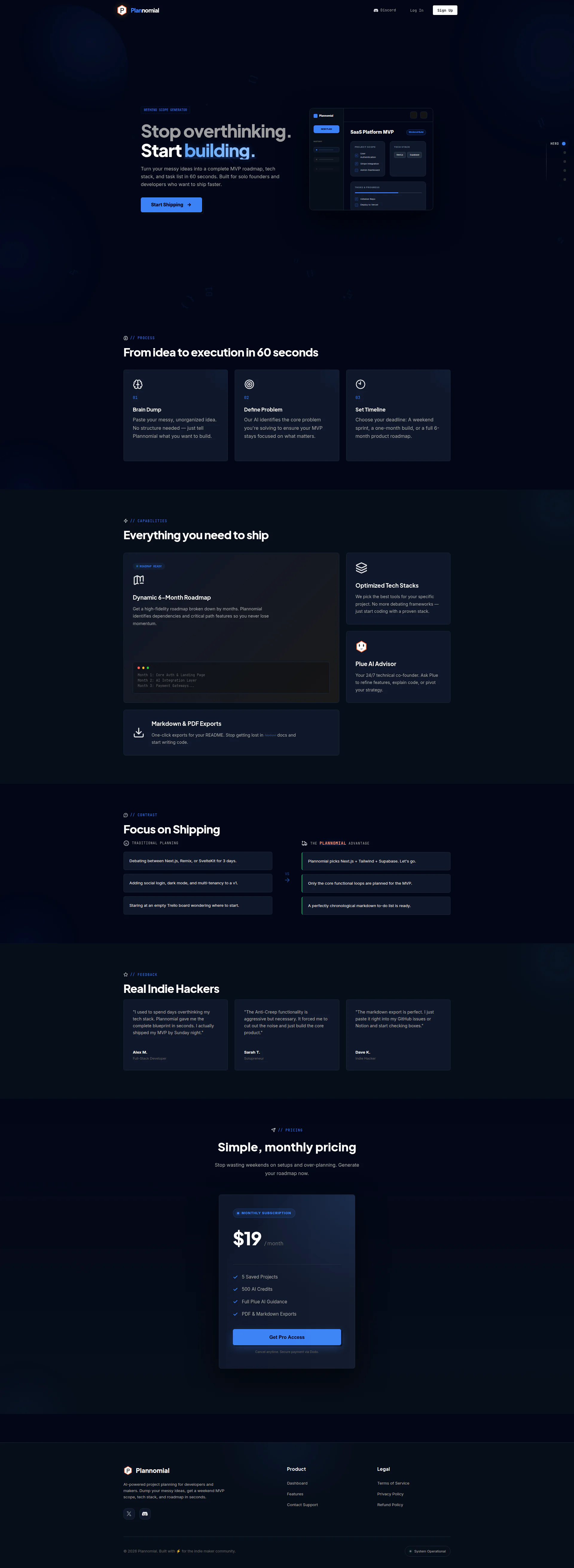 Plannomial landing page
