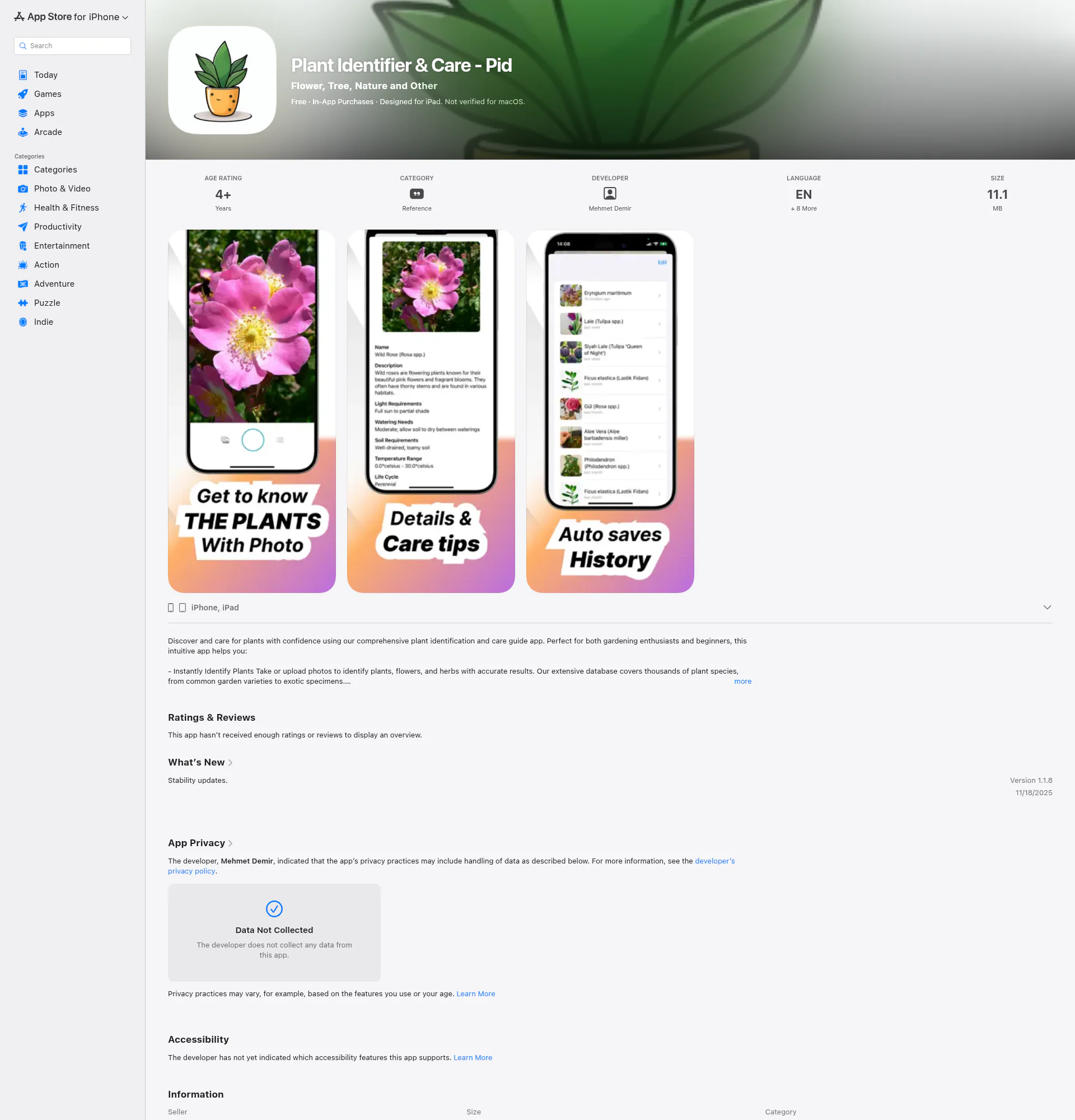Plant Identifier landing page