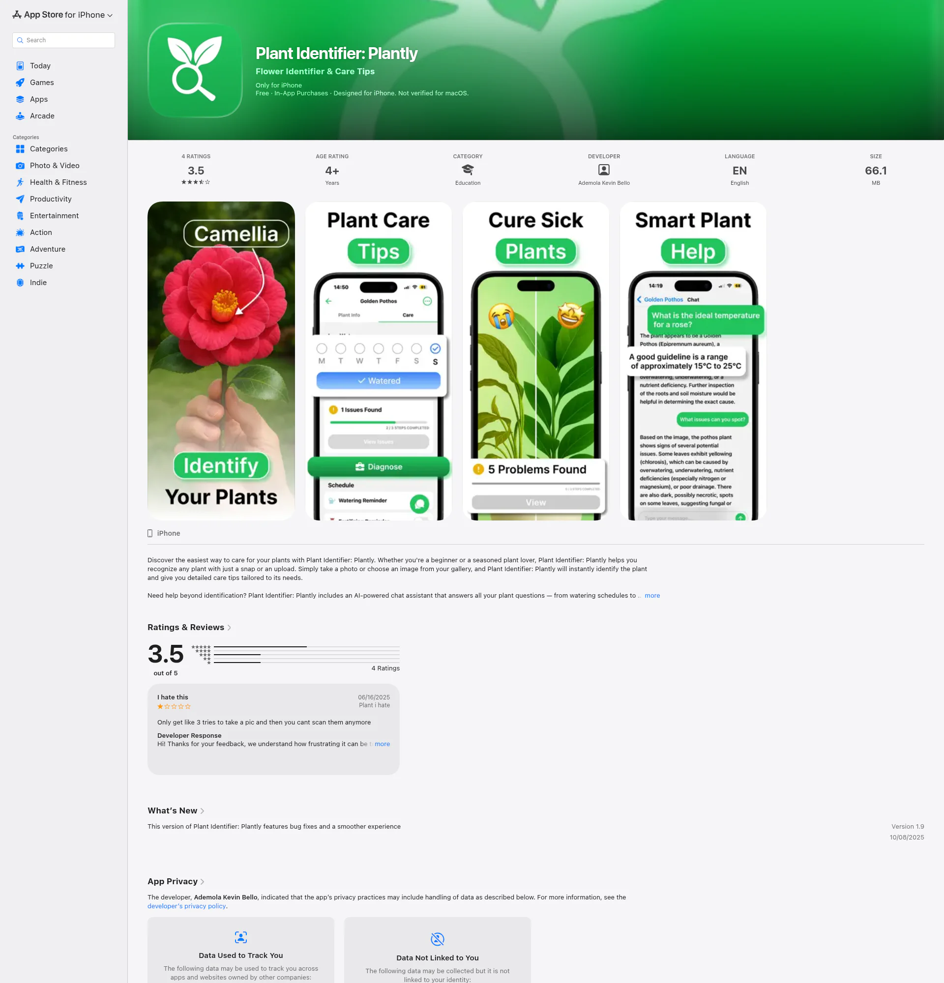 Plant Identifier landing page