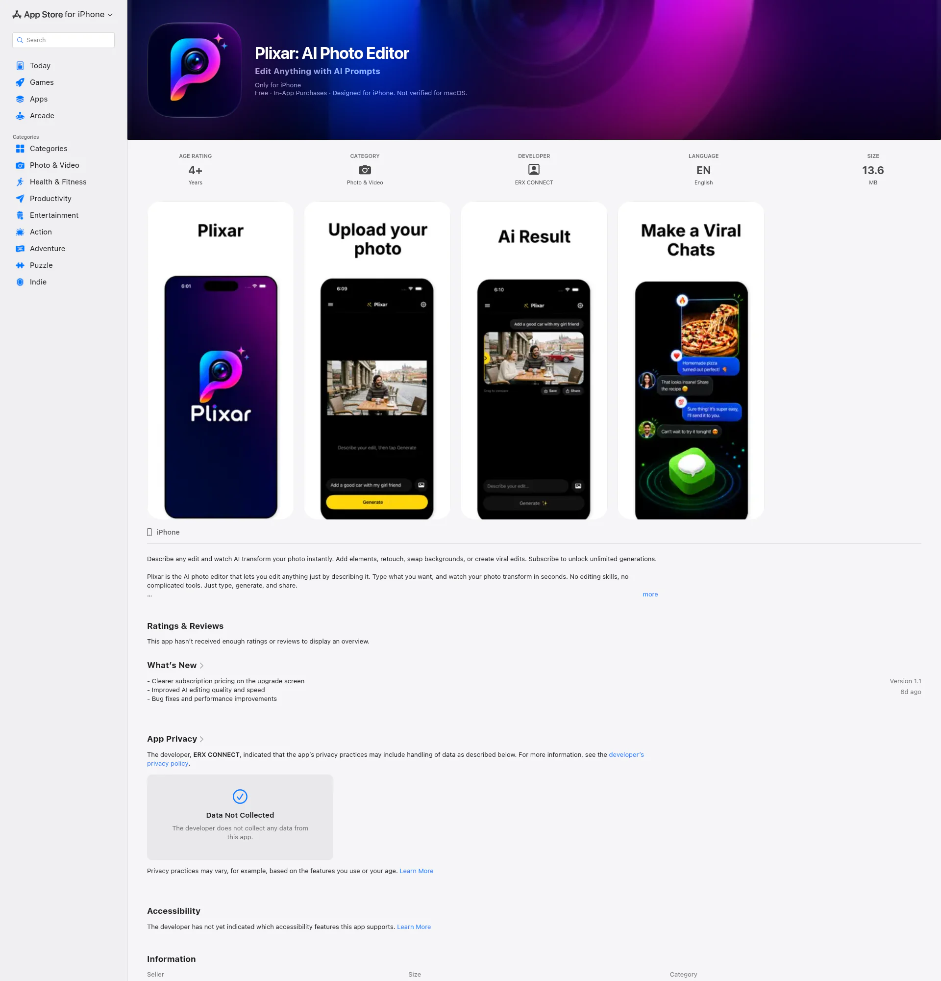 Plixar landing page