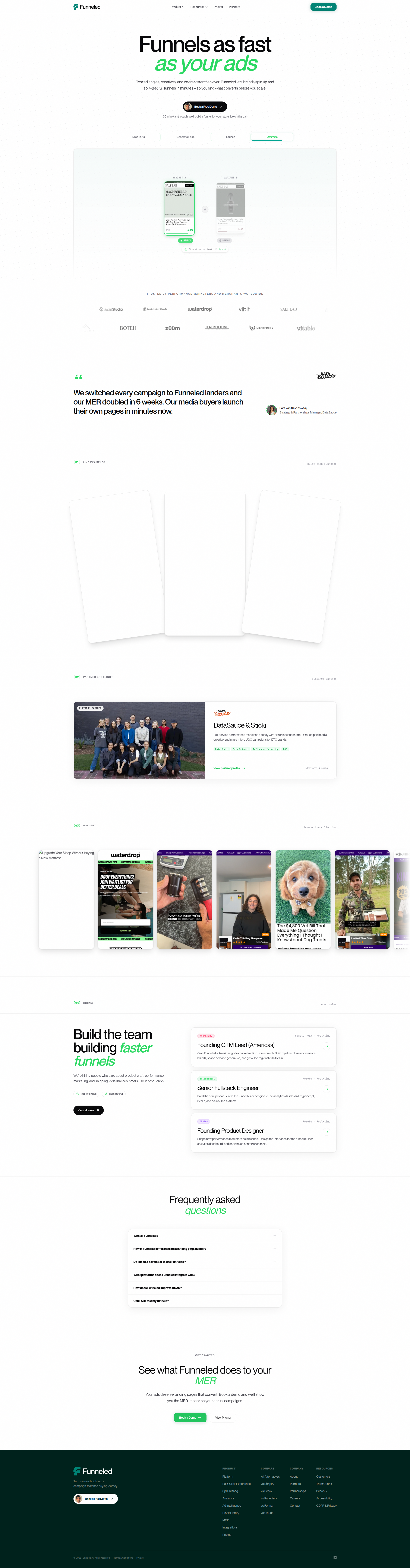 Landing page screenshot for getfunneled.com, 1920 by 7338 pixels