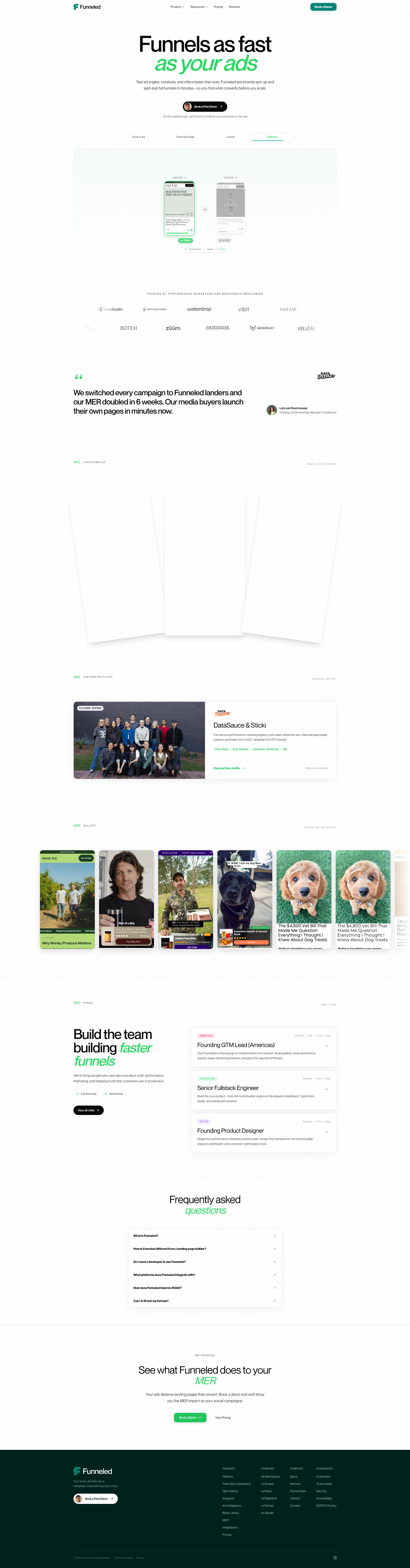 Landing page screenshot for getfunneled.com, 1920 by 7338 pixels