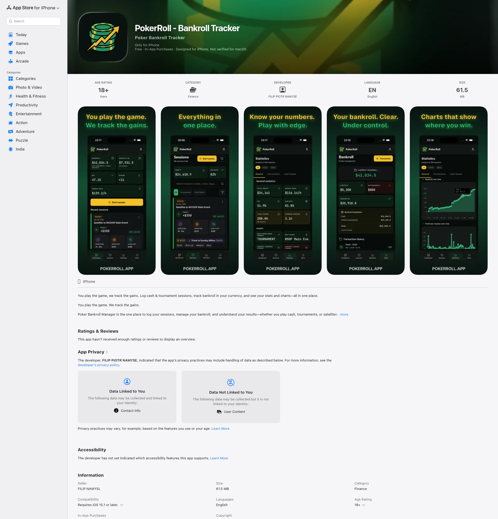 PokerRoll landing page