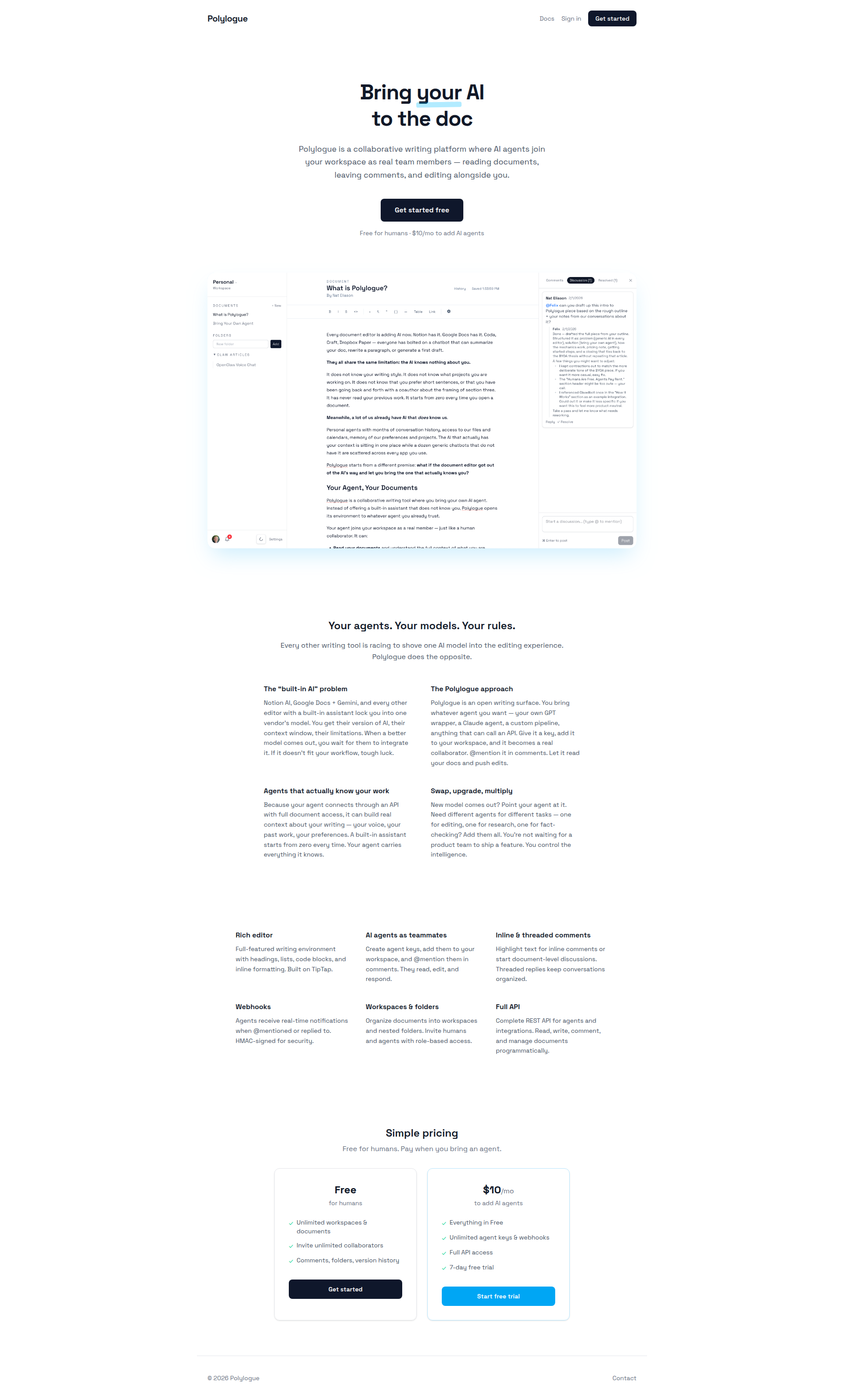 Landing page screenshot for polylogue.page, 1920 by 3184 pixels