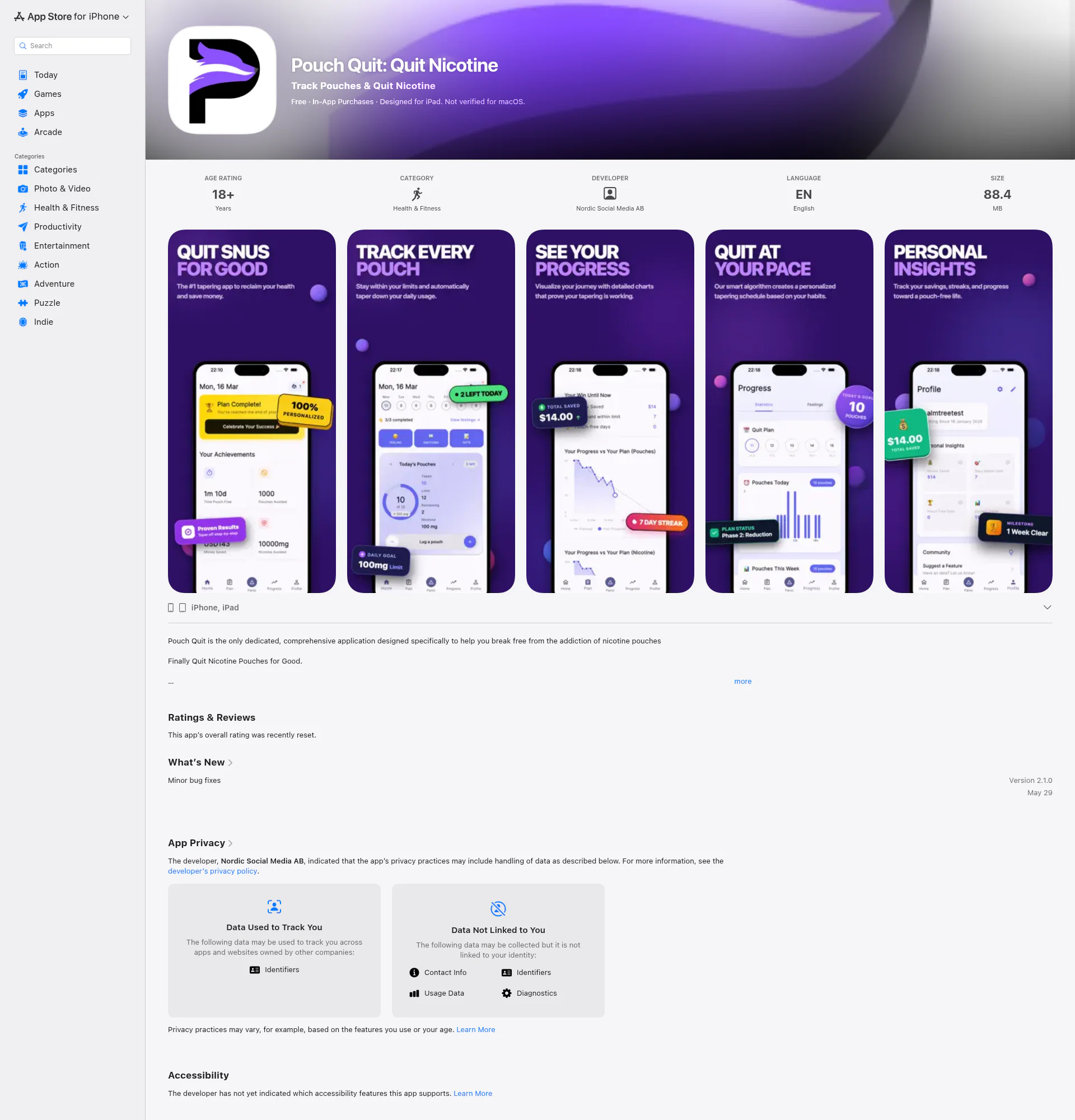 Pouch Quit landing page