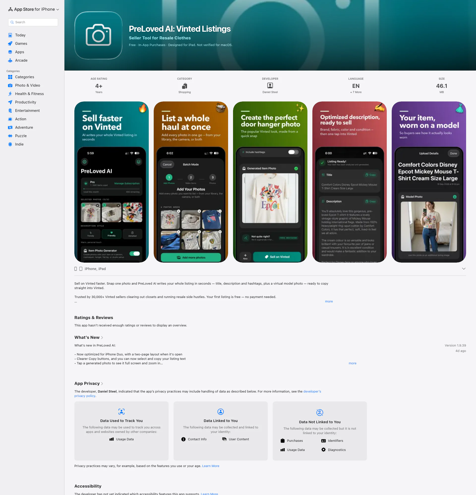 PreLoved AI landing page