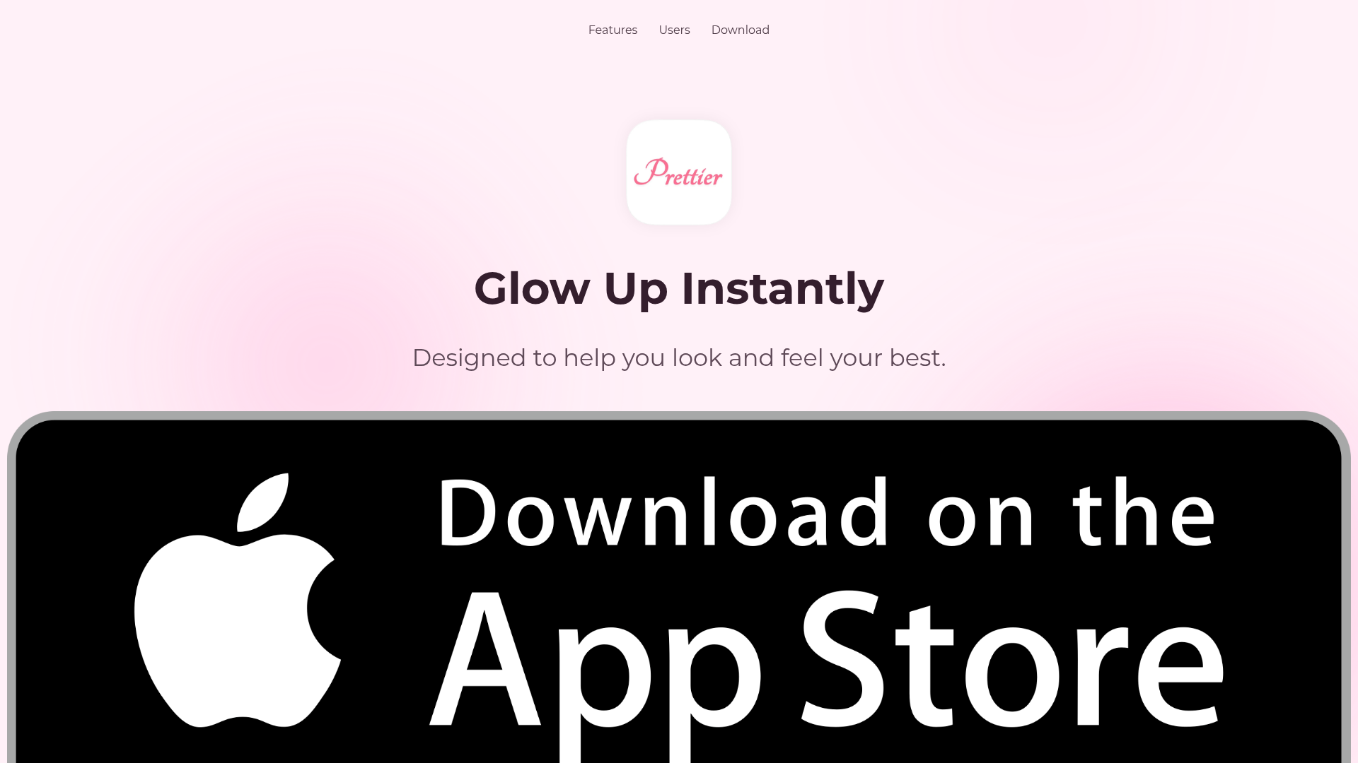 Landing page screenshot for prettierai.app, 1920 by 1080 pixels