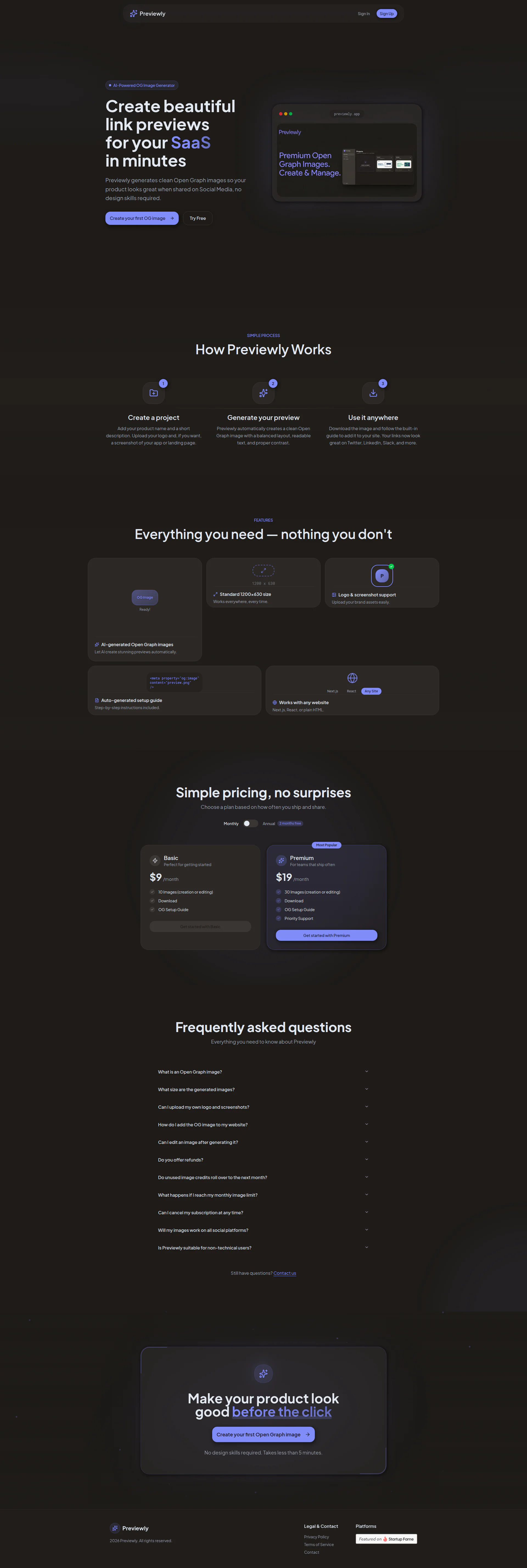 Previewly landing page