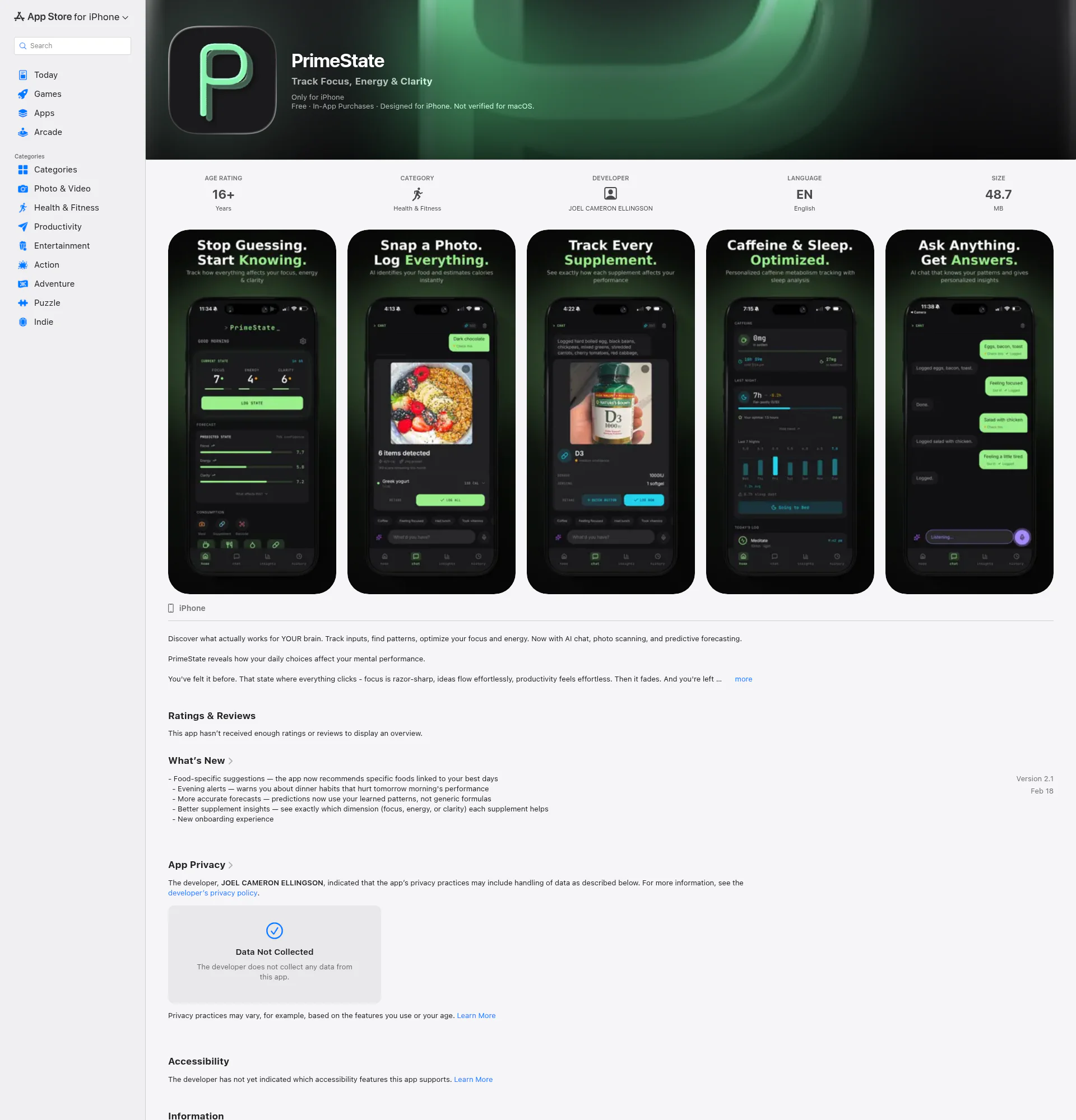 PrimeState landing page