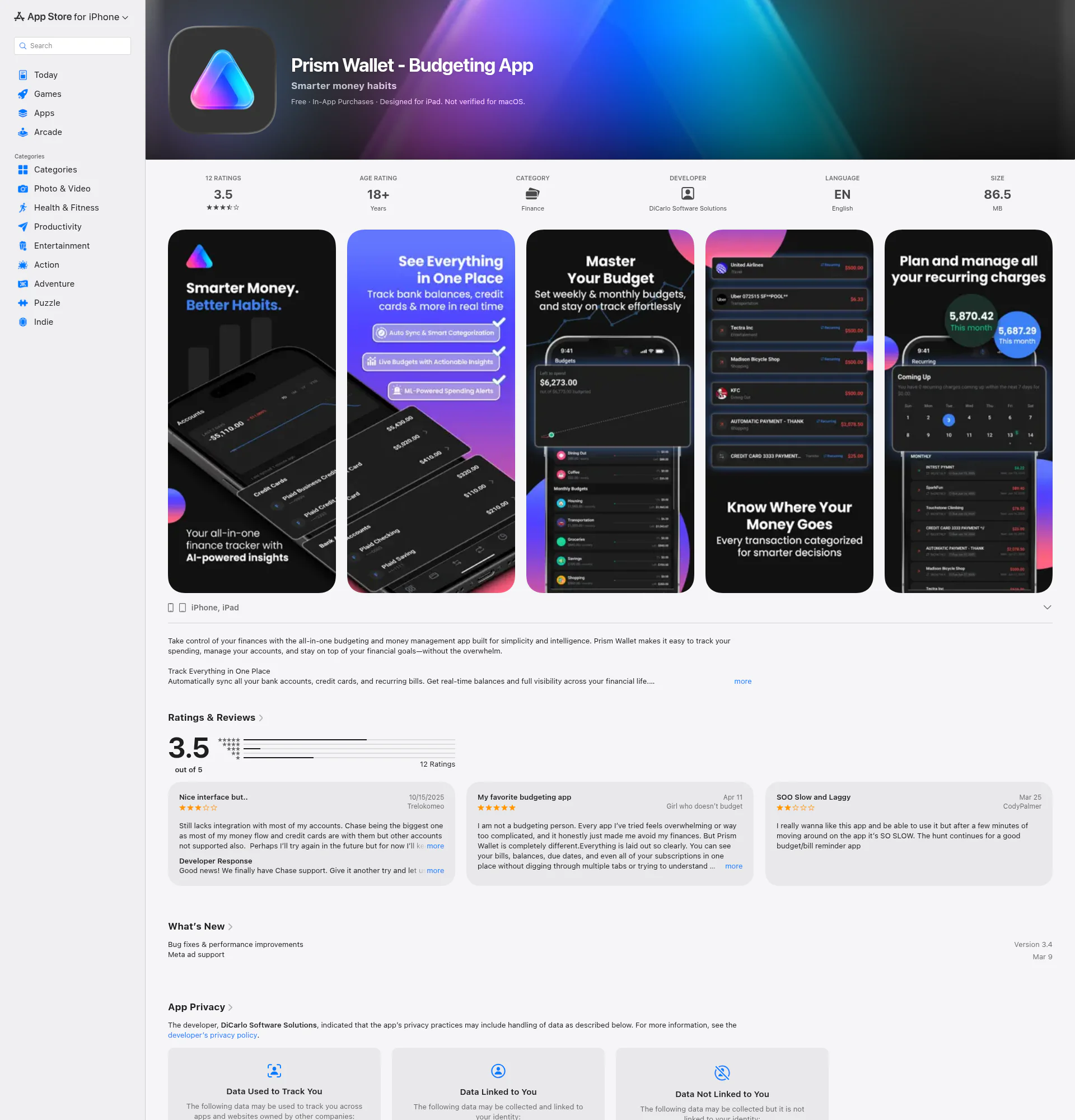 Prism Wallet landing page