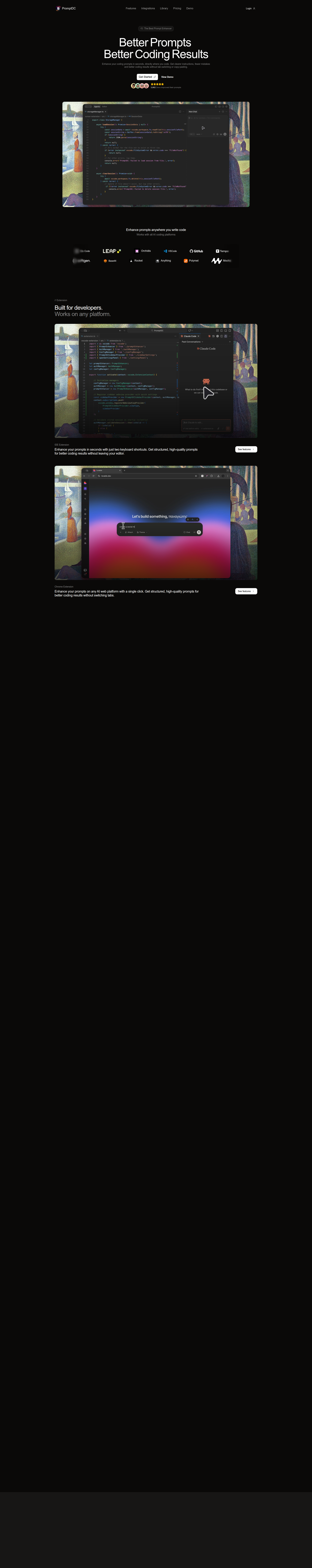Landing page screenshot for promptdc.com, 1920 by 9635 pixels