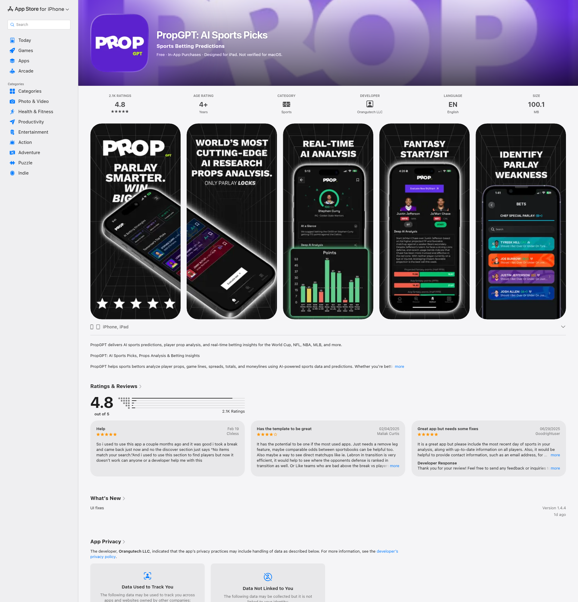 Landing page screenshot for apps.apple.com, 1920 by 2000 pixels