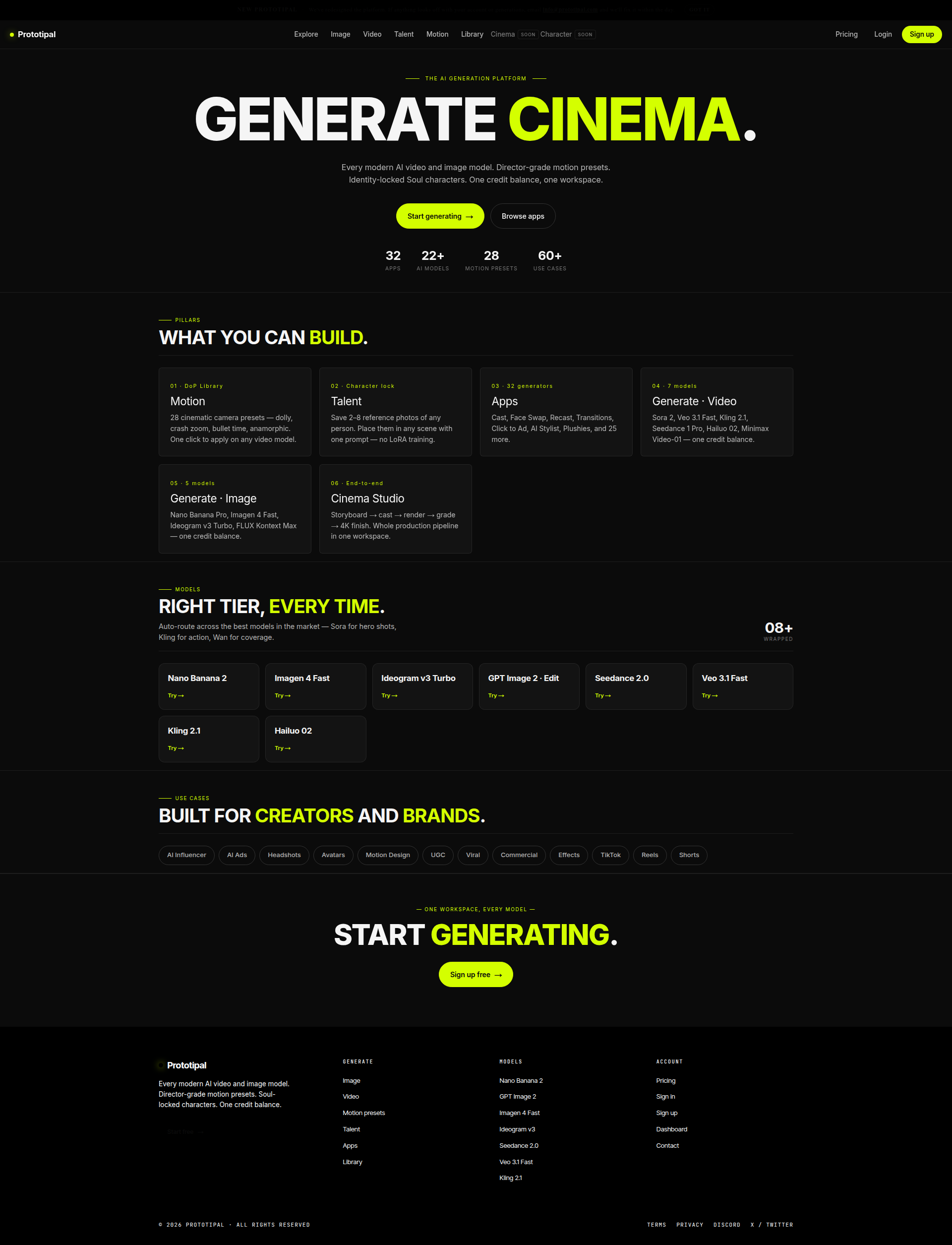 Landing page screenshot for prototipal.com, 1920 by 2510 pixels