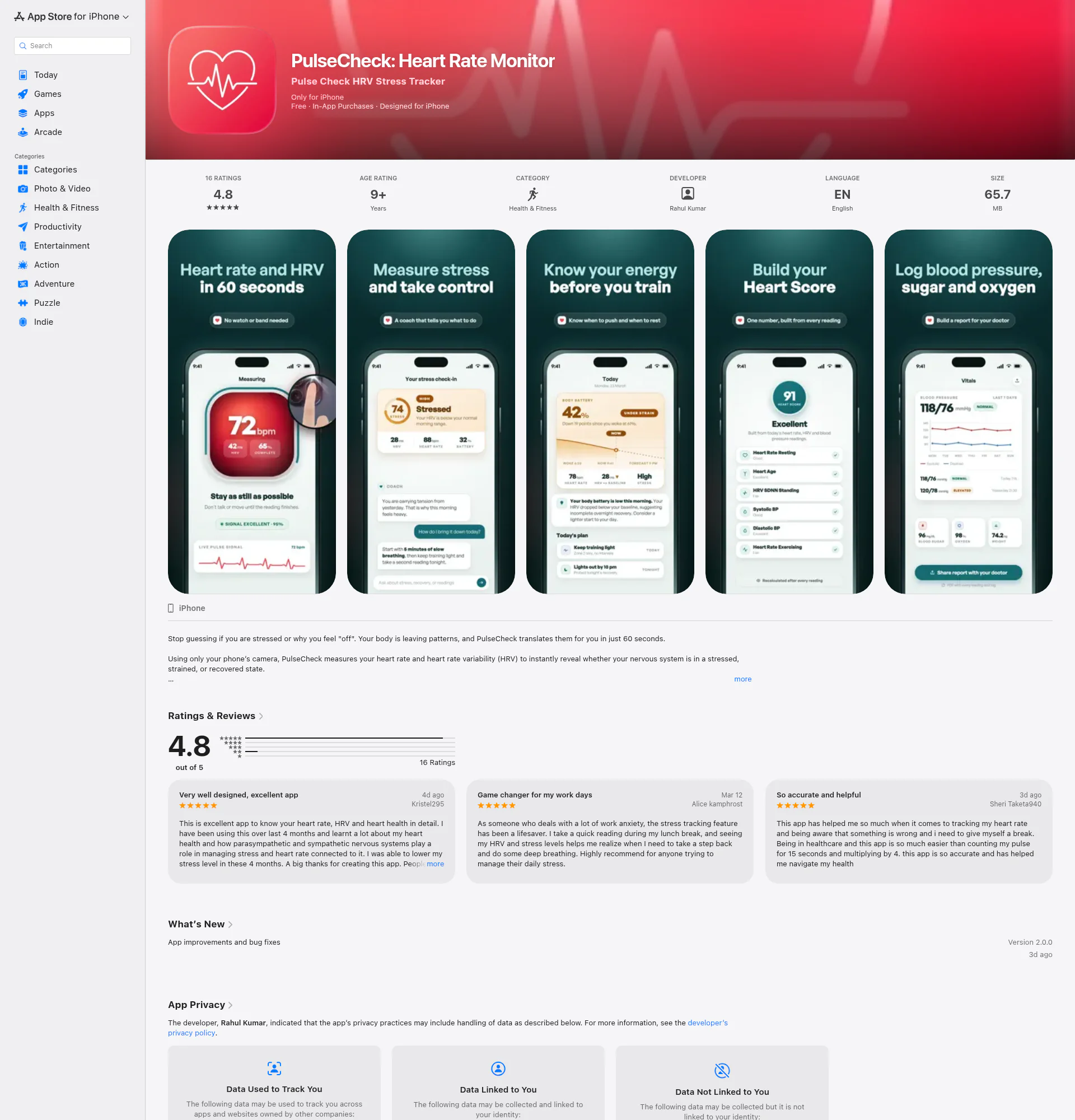 Pulsecheck landing page