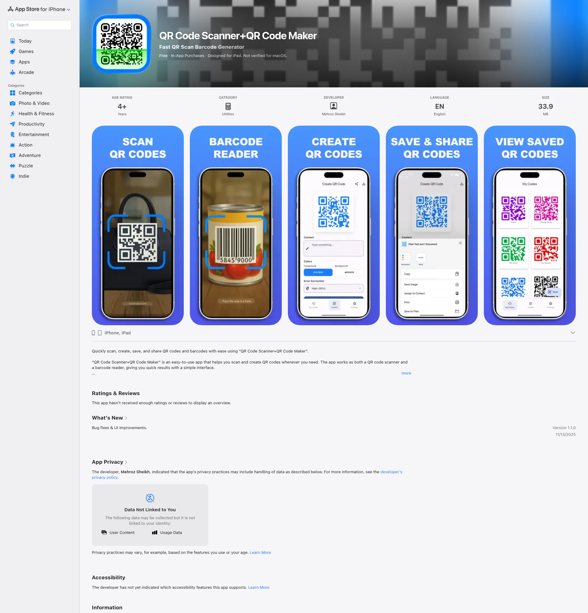 QR Scanner landing page