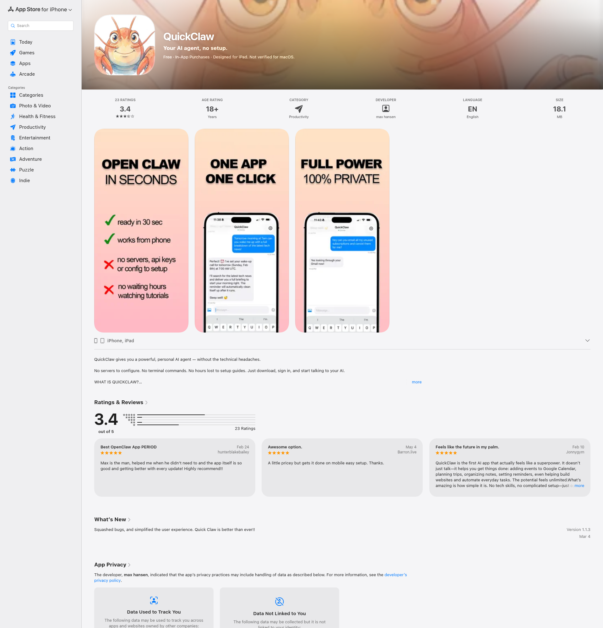Landing page screenshot for apps.apple.com, 1920 by 2000 pixels