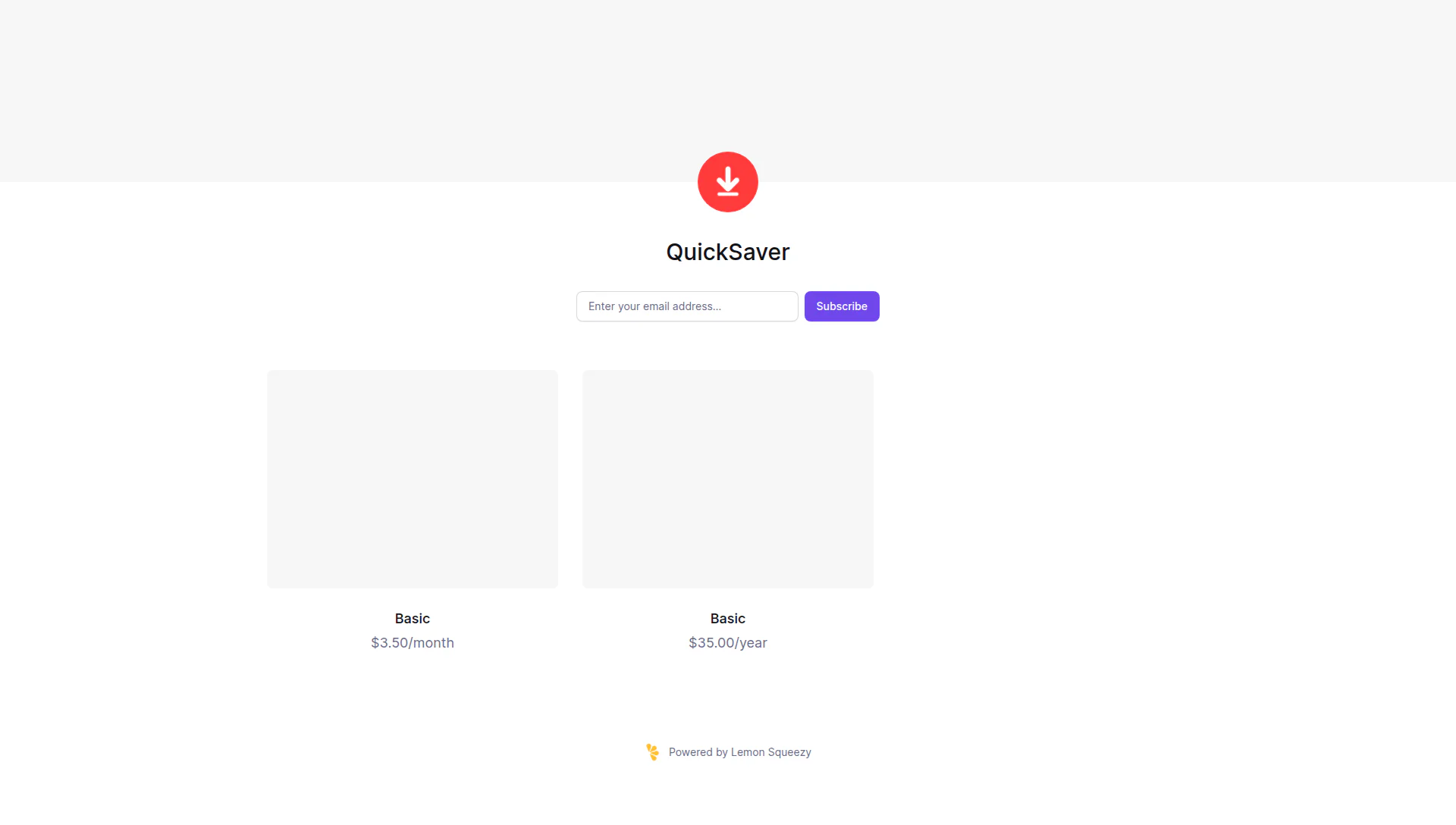 QuickSaver landing page