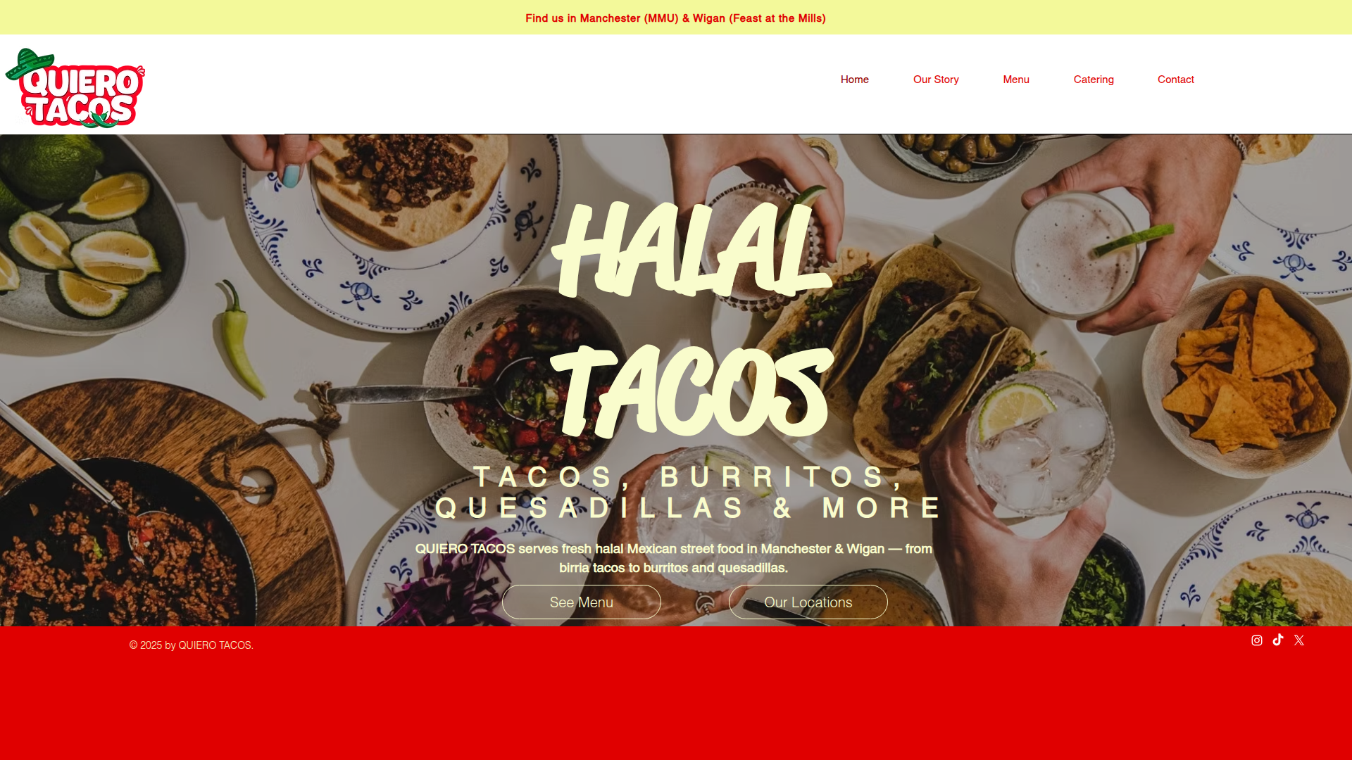 Landing page screenshot for quierotacos.co.uk, 1920 by 1080 pixels