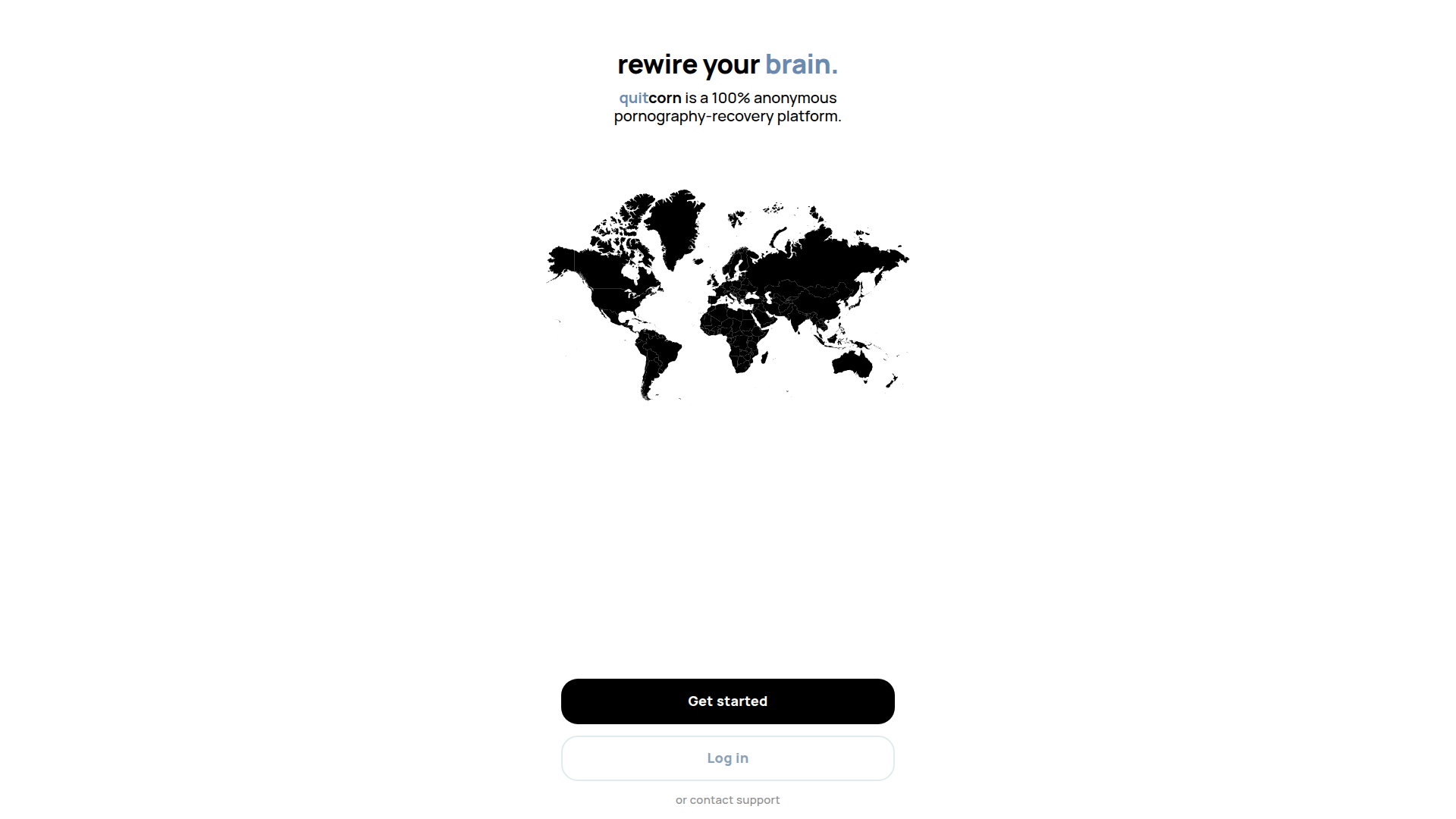 Landing page screenshot for quitcorn.app, 1920 by 1080 pixels