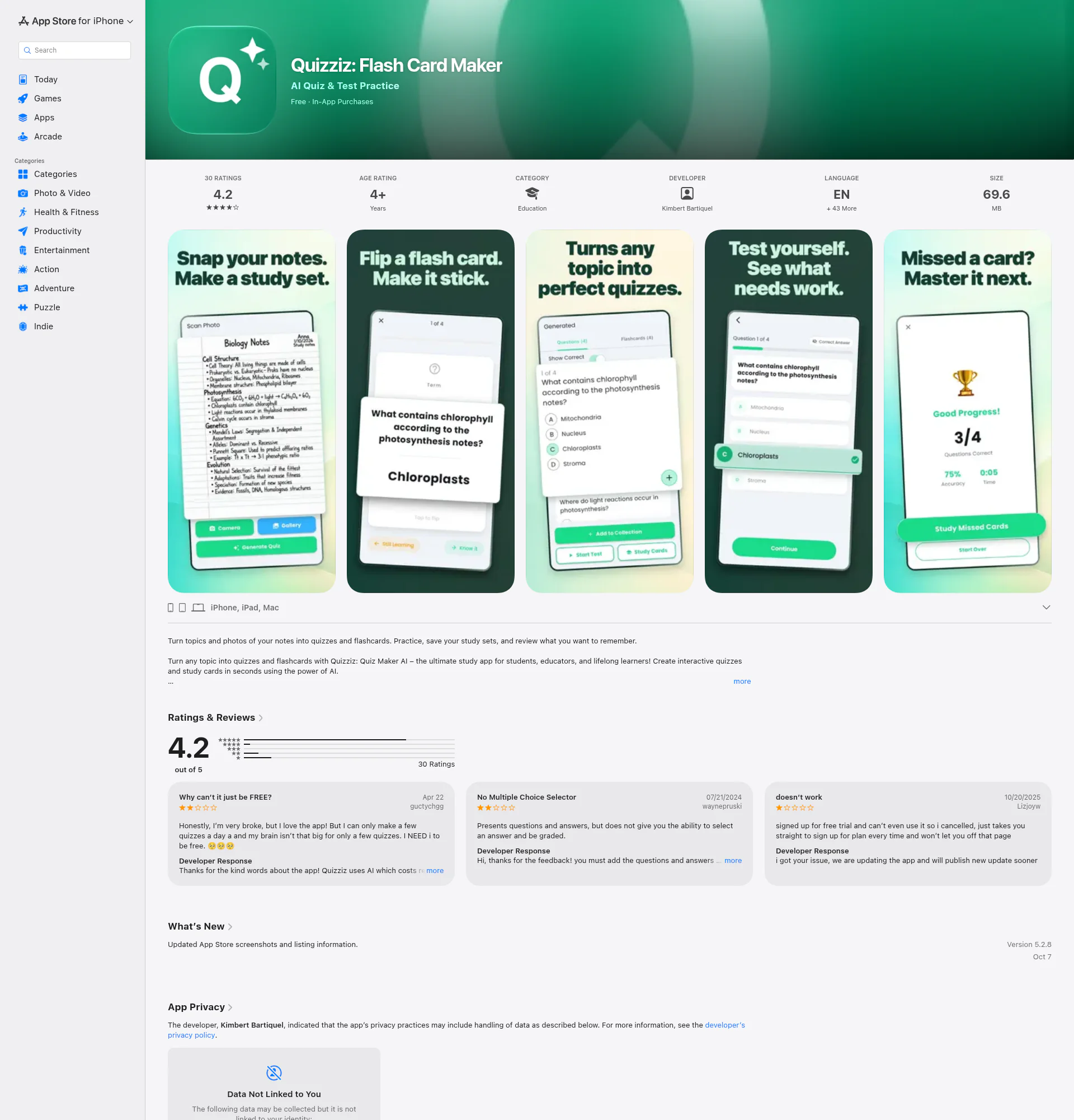 Quiz Maker AI landing page