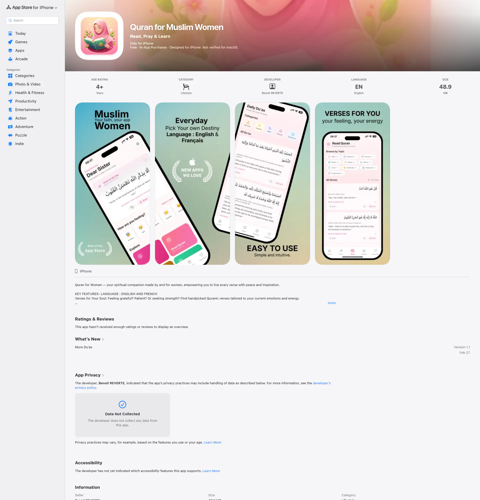 Quran For Women landing page