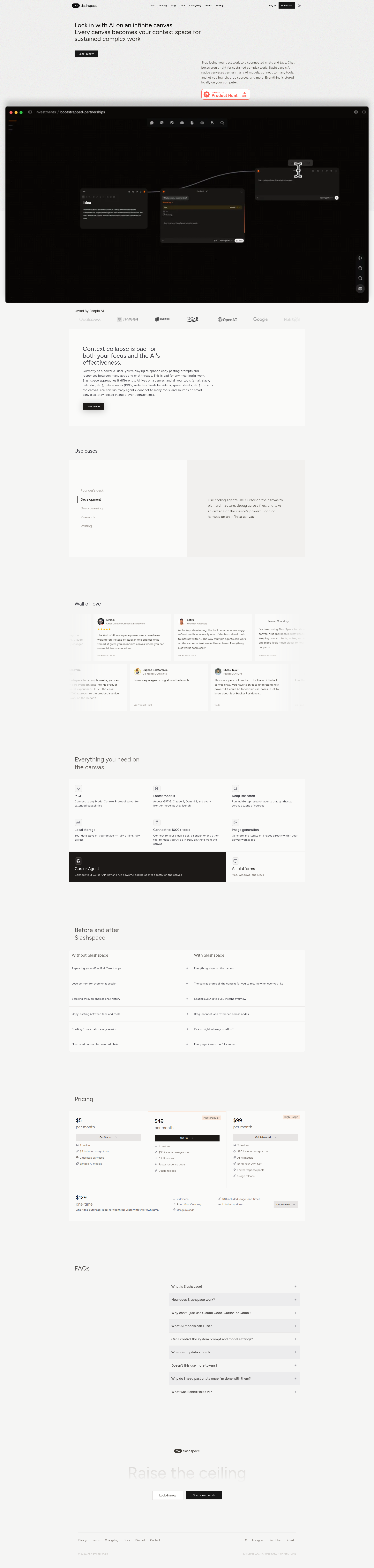 Landing page screenshot for rabbitholes.ai, 1920 by 8043 pixels