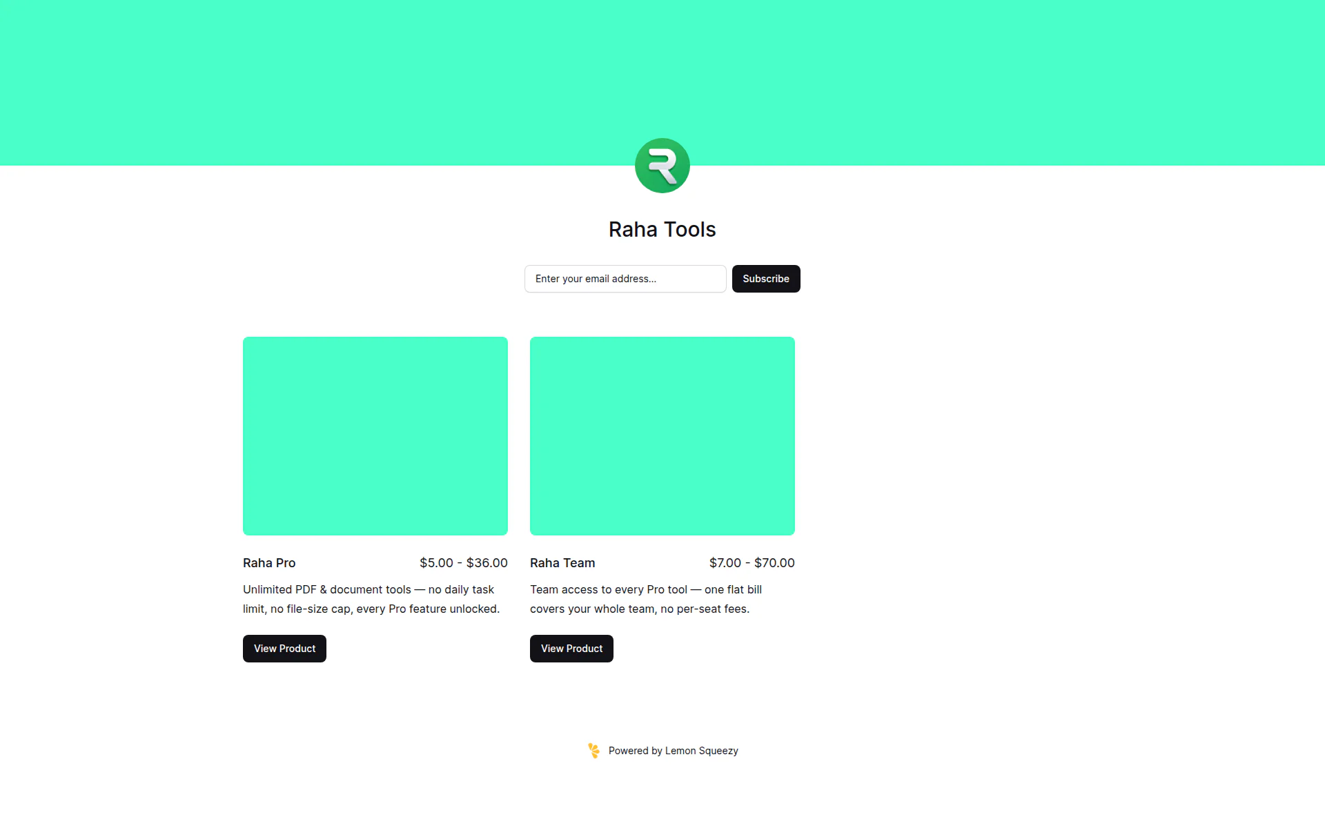 Raha Tools landing page
