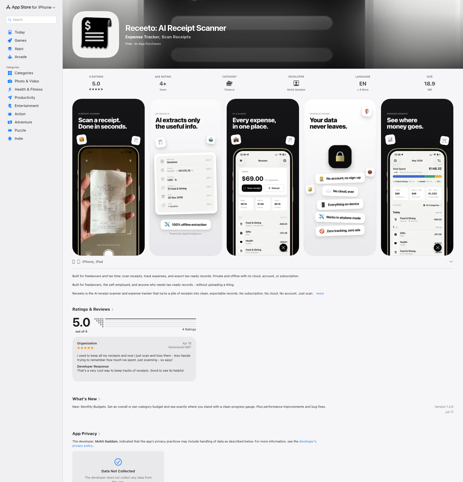 Receeto landing page