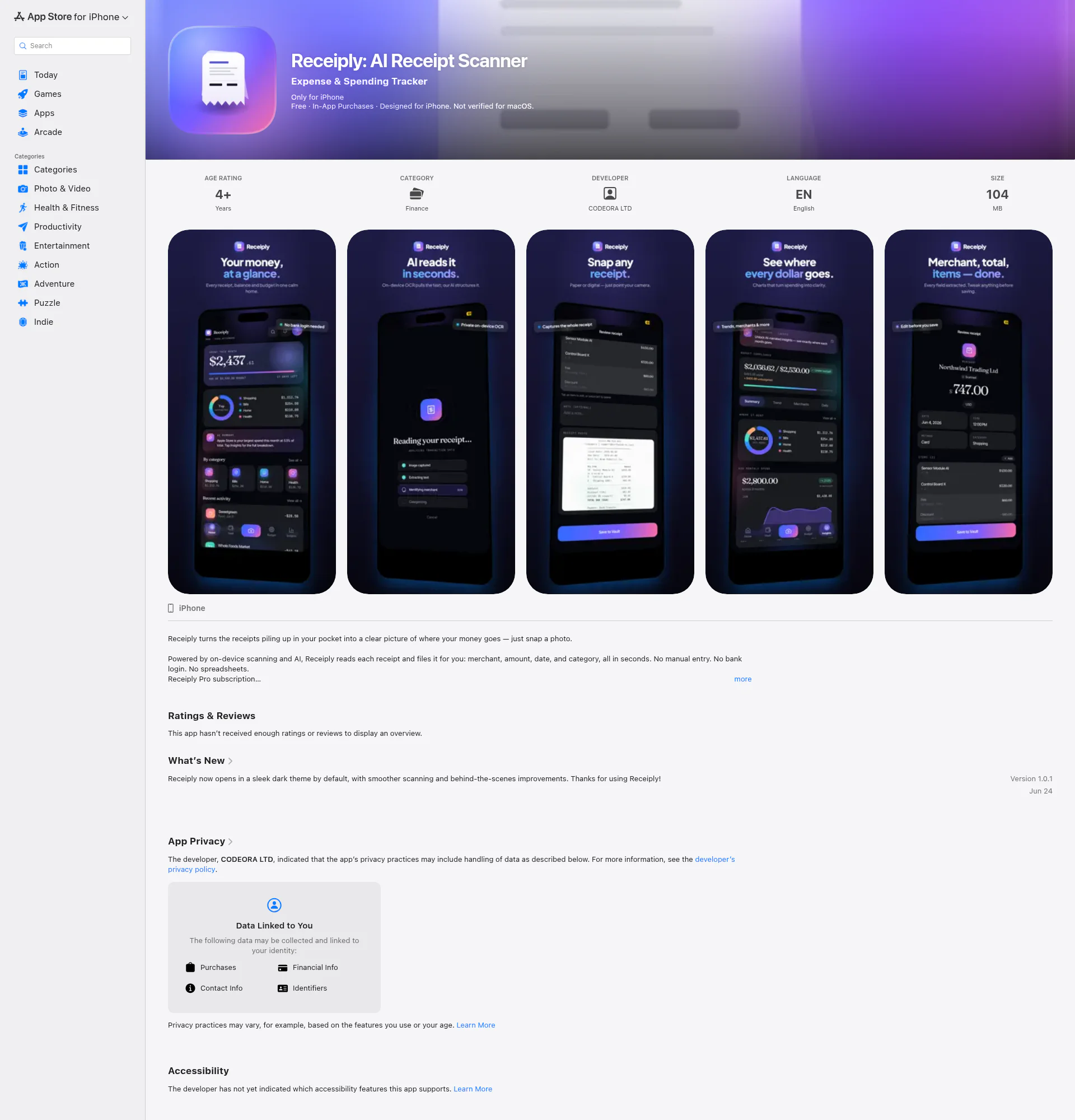 Receiply landing page